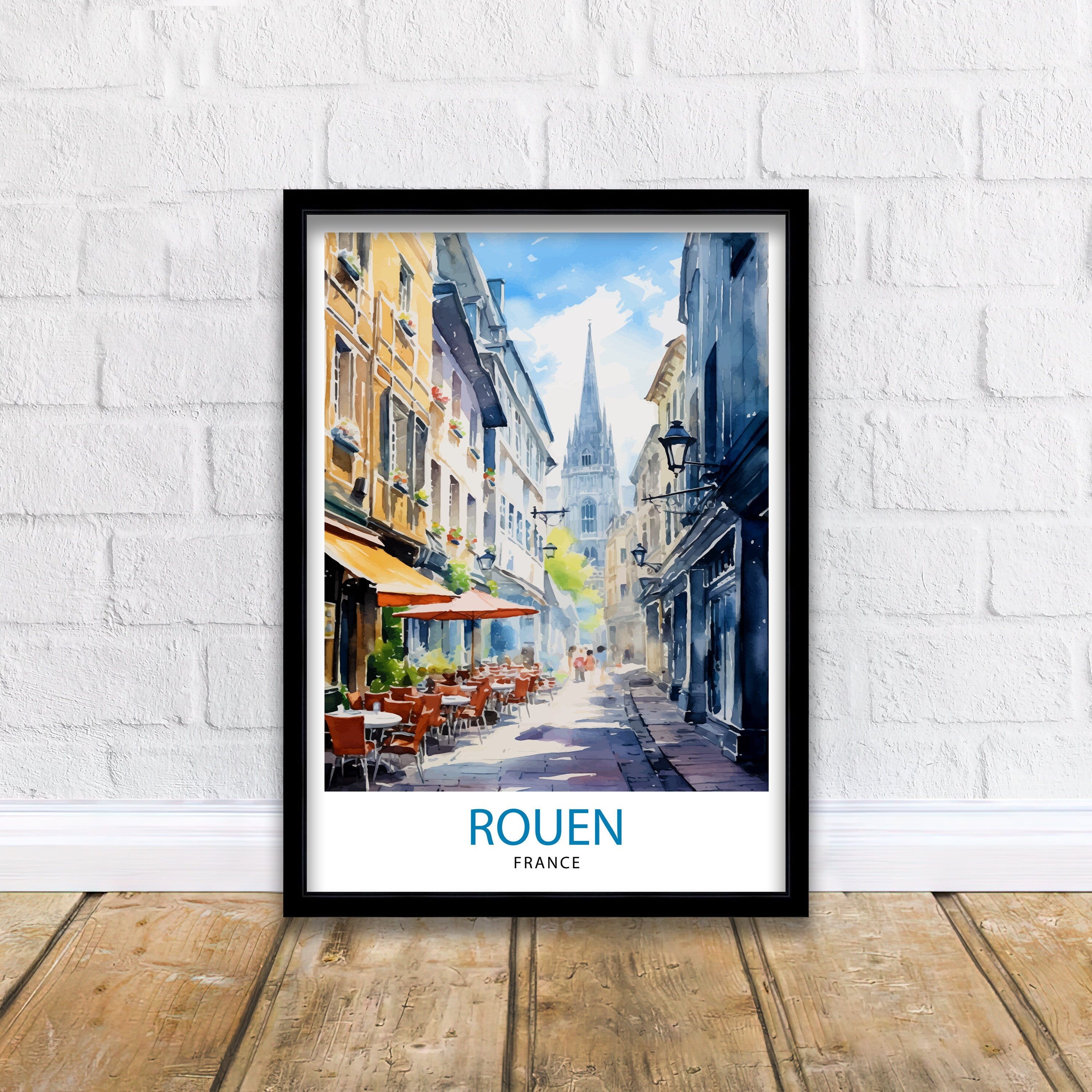 Rouen France Travel Print France Wall Decor Rouen Poster Normandy Travel Prints France Art Print Rouen Illustration France Wall Art City