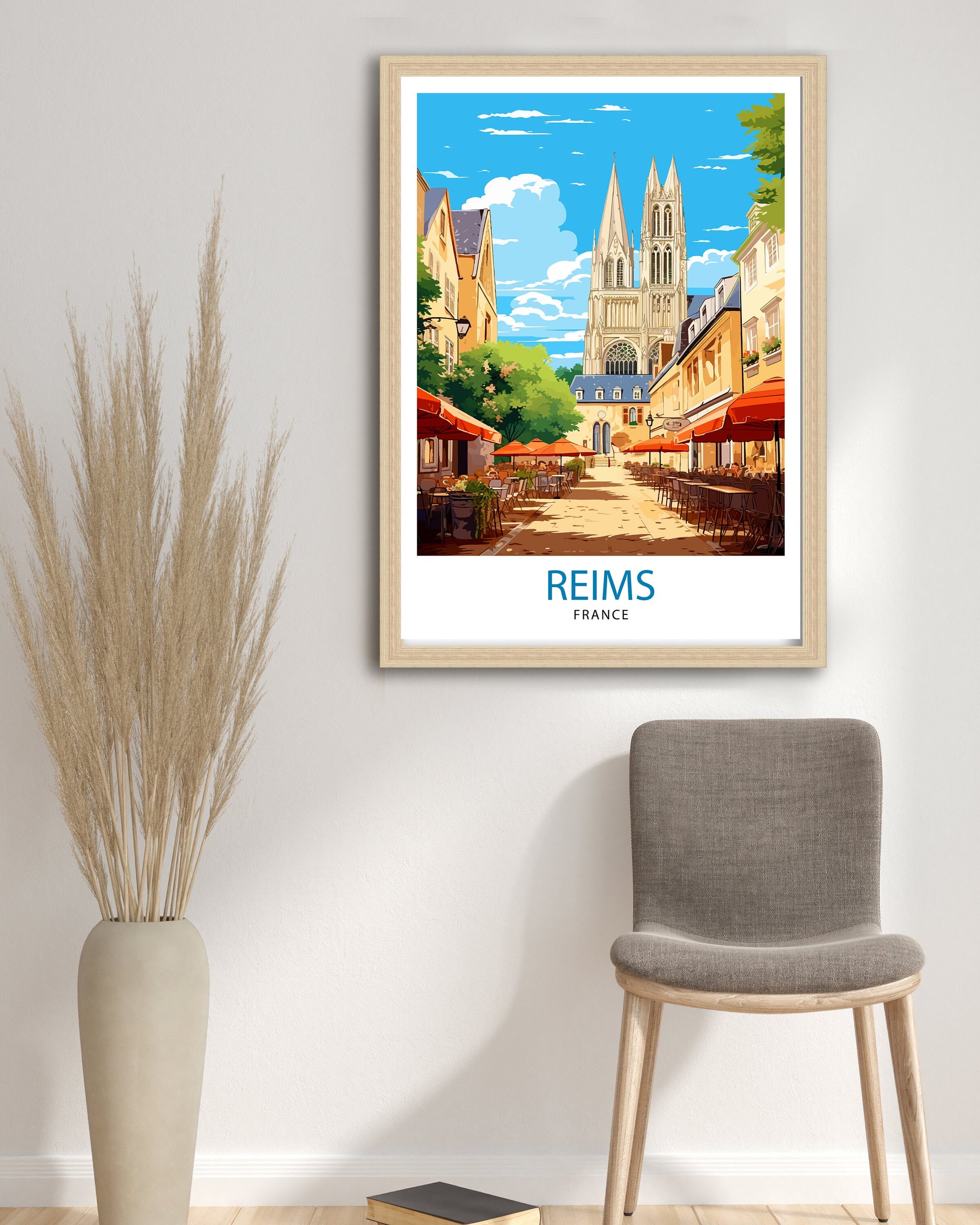 Reims France Travel Print Reims Wall Decor Reims Home Living Decor Reims France Illustration Travel Poster Gift for Reims France Home Decor