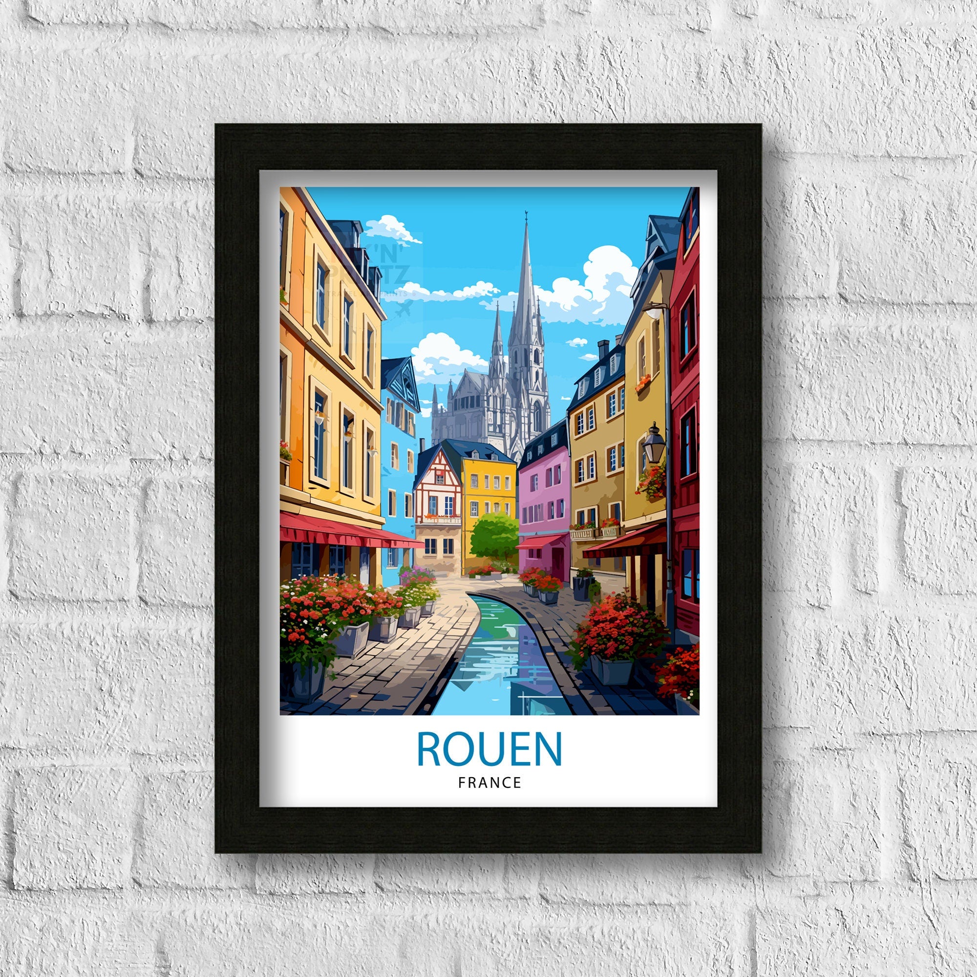 Rouen France Travel Print France Wall Decor Rouen Poster Normandy Travel Prints France Art Print Rouen Illustration France Wall Art City