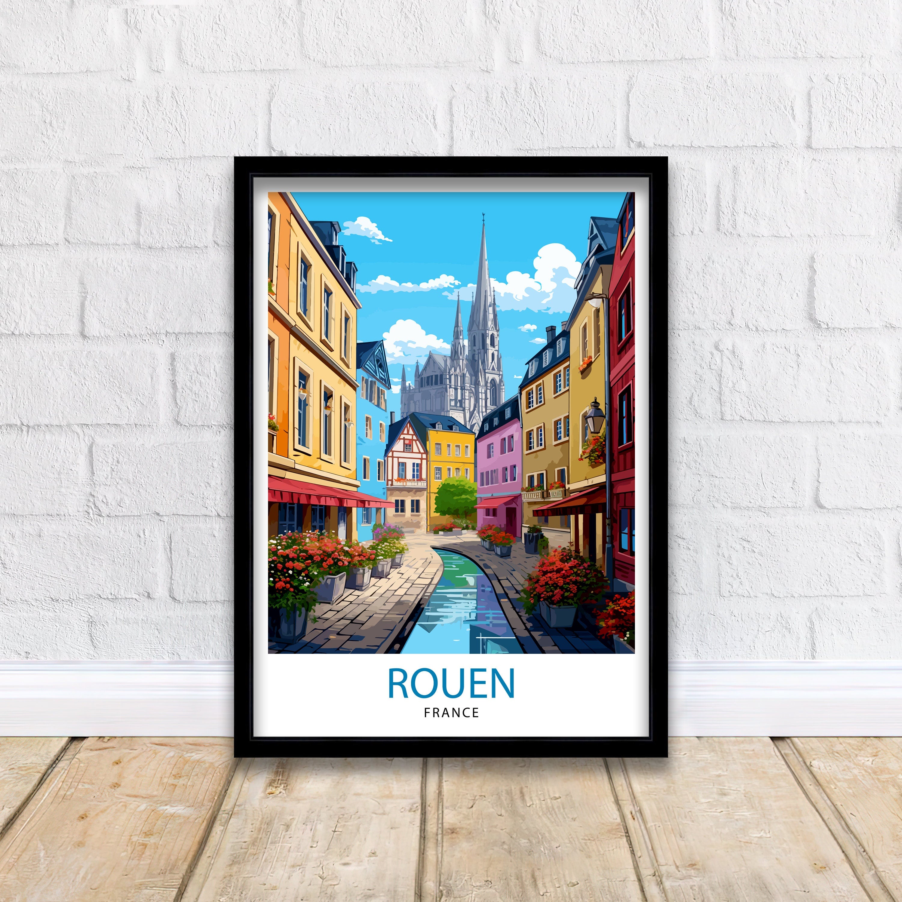 Rouen France Travel Print France Wall Decor Rouen Poster Normandy Travel Prints France Art Print Rouen Illustration France Wall Art City