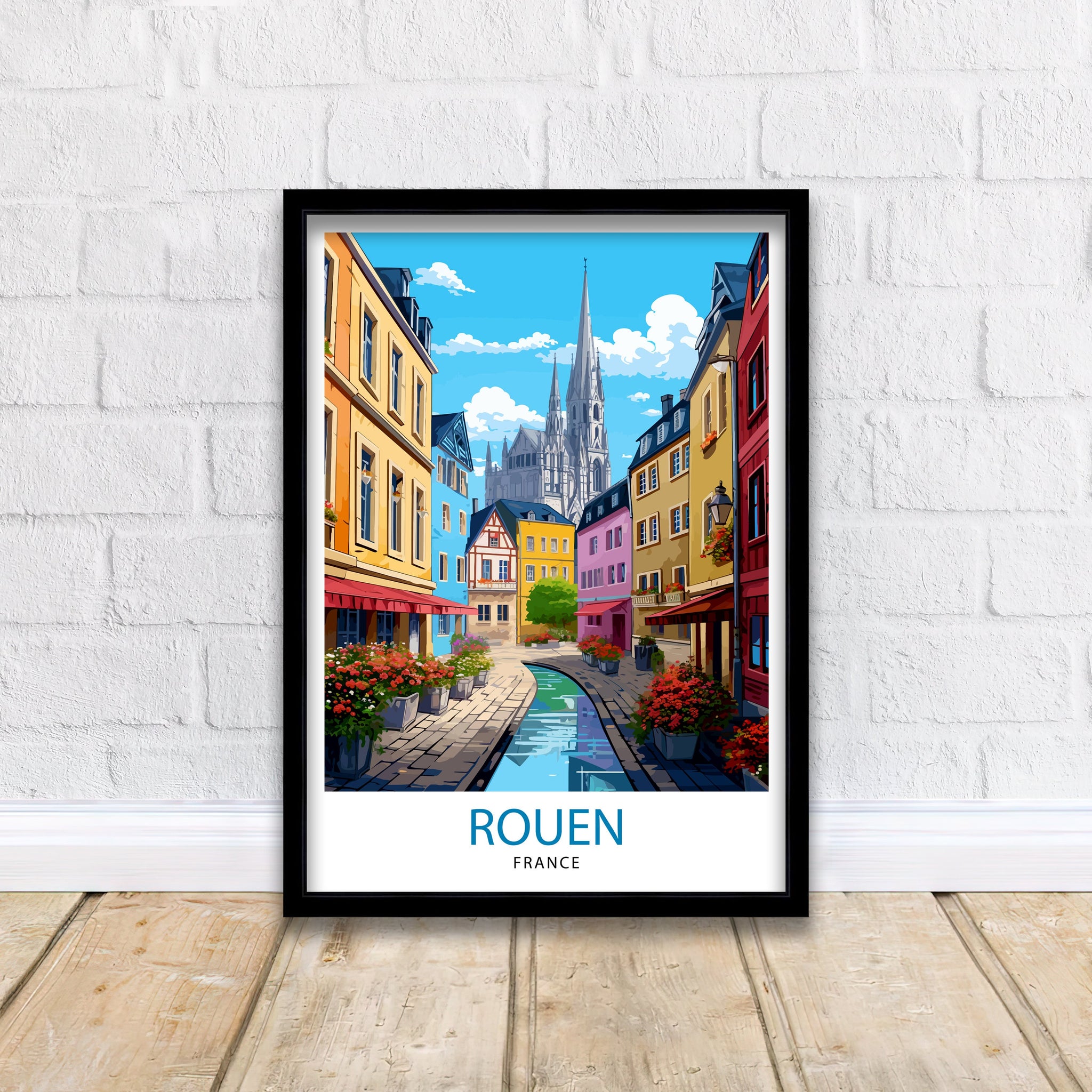Rouen France Travel Print France Wall Decor Rouen Poster Normandy Travel Prints France Art Print Rouen Illustration France Wall Art City