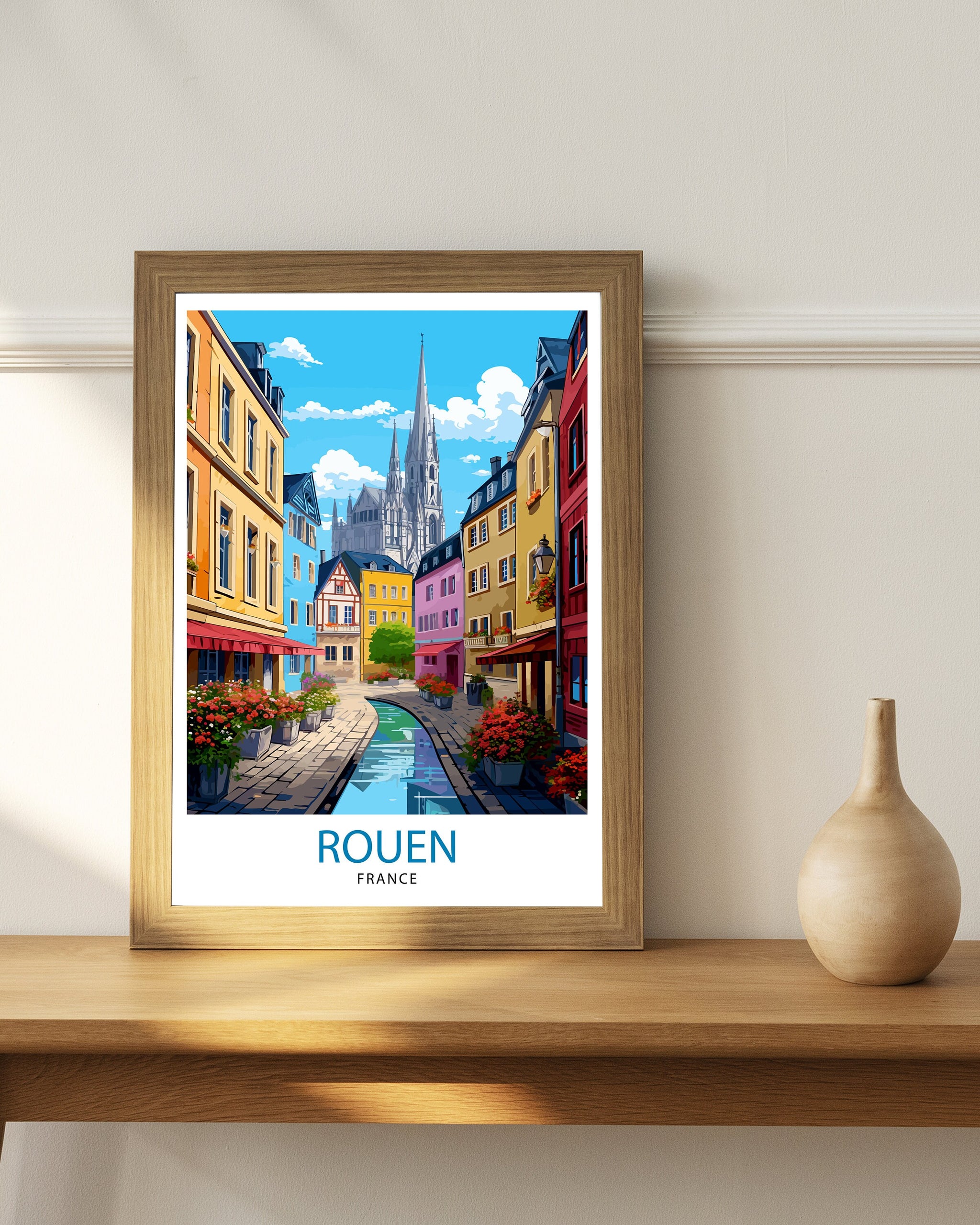 Rouen France Travel Print France Wall Decor Rouen Poster Normandy Travel Prints France Art Print Rouen Illustration France Wall Art City