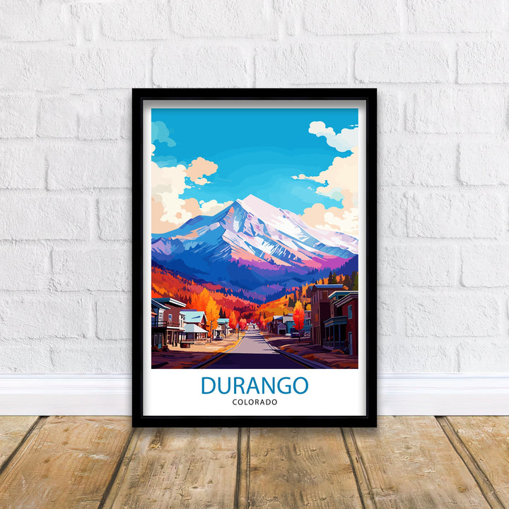 Durango Colorado Travel Print| Colorado Wall Decor Durango Poster Rocky Mountain Travel Prints Colorado Art Print Durango Illustration
