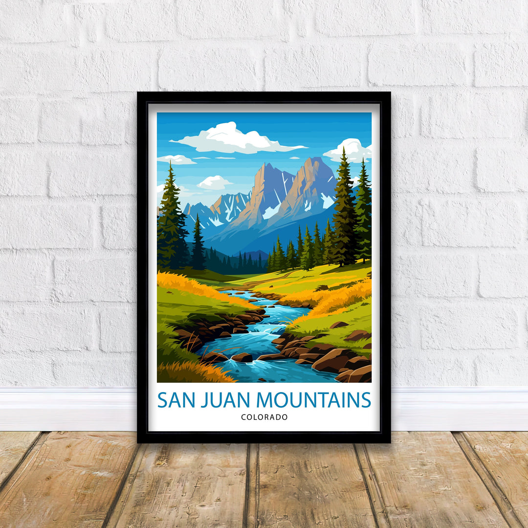 San Juan Mountains Colorado Travel Print| Colorado Wall Decor San Juan Mountains Poster Rocky Mountain Travel Prints Colorado Art