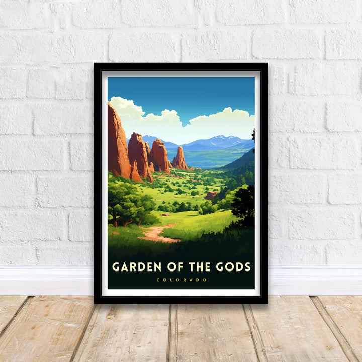 Garden of the Gods Colorado Travel Print| Colorado Wall Decor Garden of the Gods Poster Rocky Mountain Travel Prints Colorado Art Print