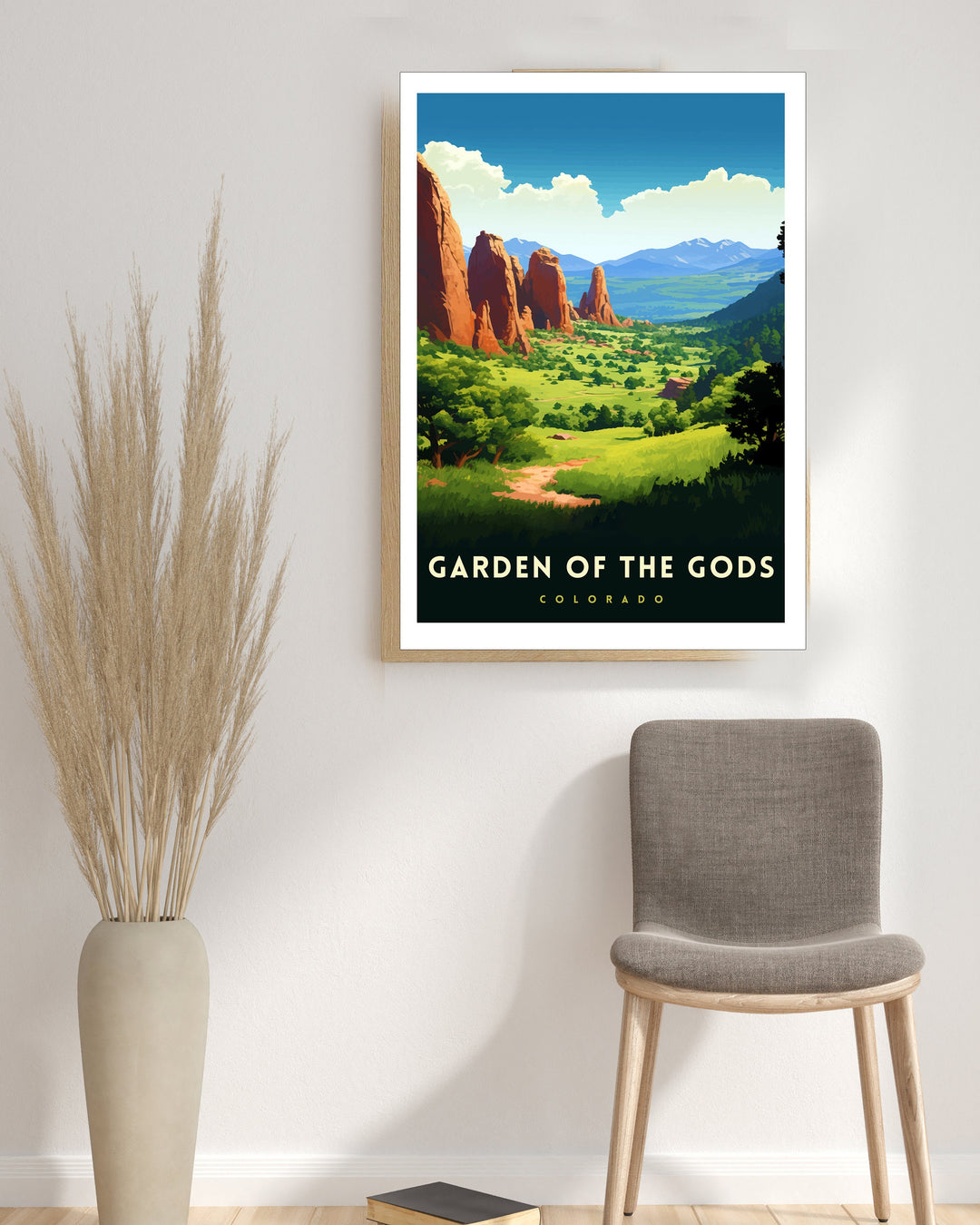 Garden of the Gods Colorado Travel Print| Colorado Wall Decor Garden of the Gods Poster Rocky Mountain Travel Prints Colorado Art Print