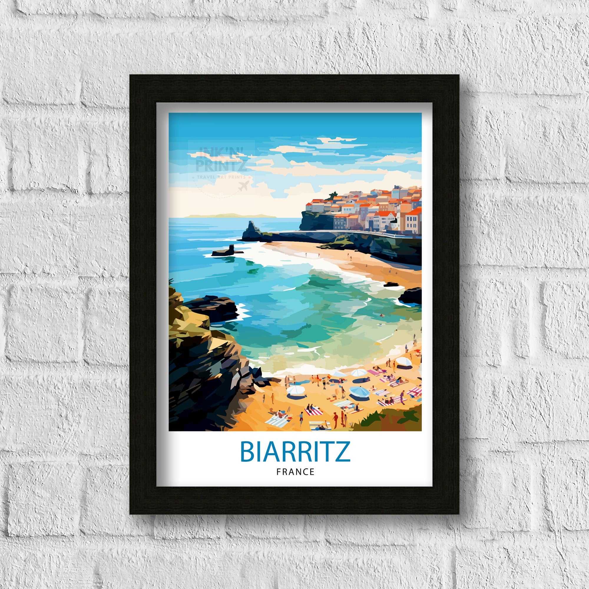 Biarritz France Travel Print Biarritz Wall Decor Biarritz Home Living Decor Biarritz France Illustration Travel Poster Gift for Biarritz