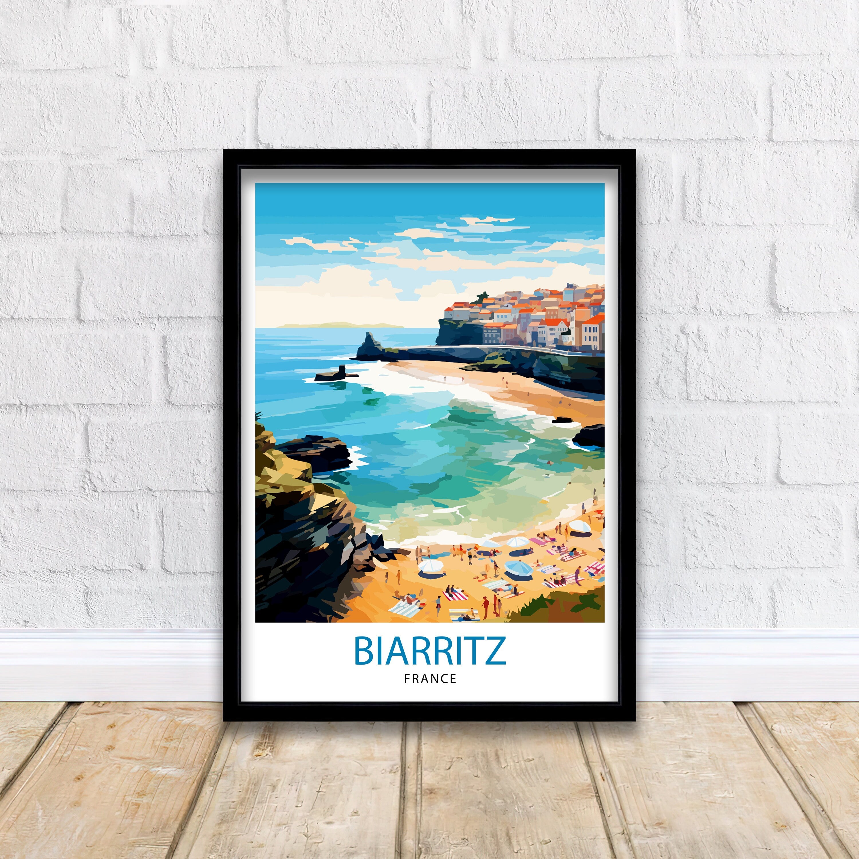 Biarritz France Travel Print Biarritz Wall Decor Biarritz Home Living Decor Biarritz France Illustration Travel Poster Gift for Biarritz