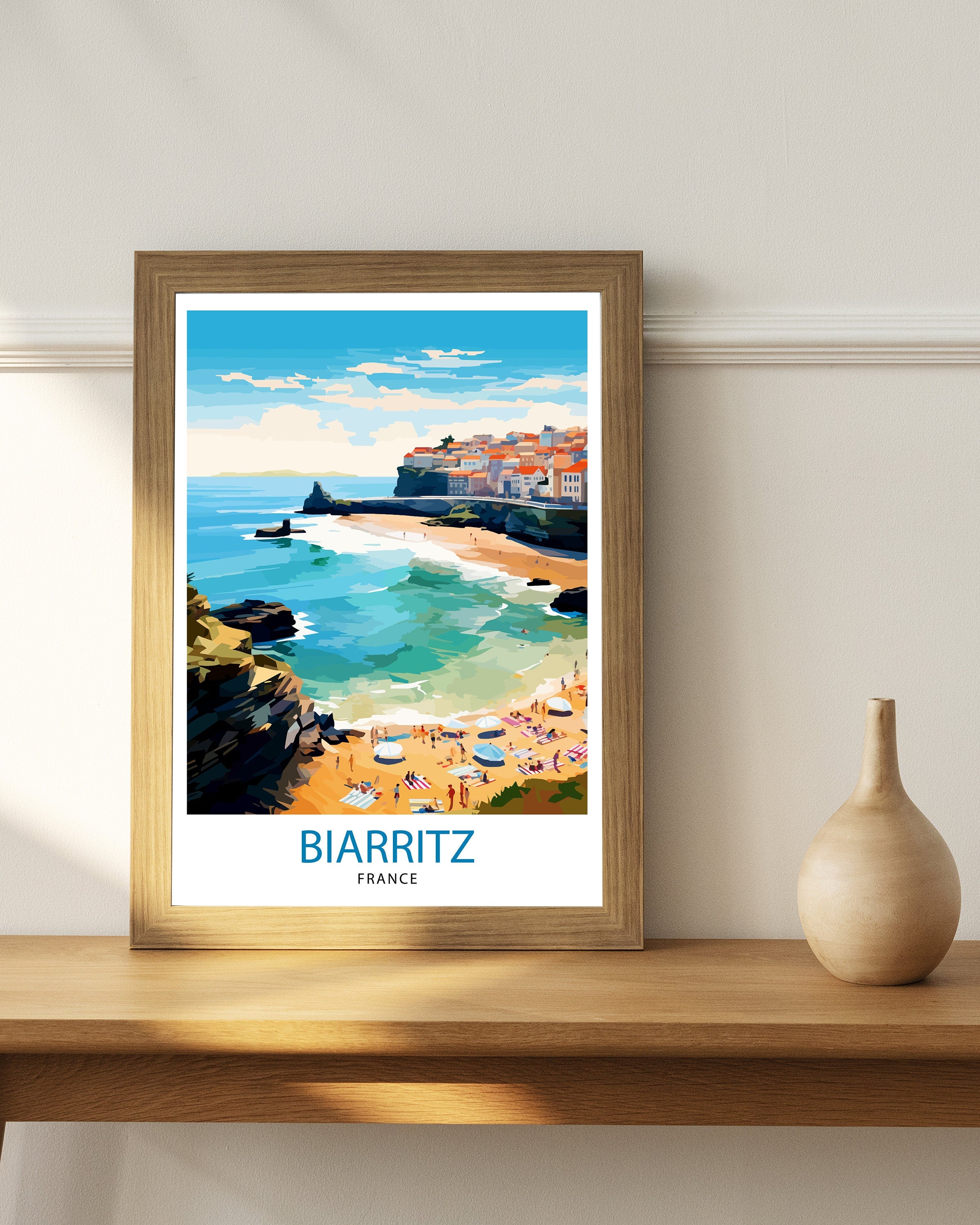 Biarritz France Travel Print Biarritz Wall Decor Biarritz Home Living Decor Biarritz France Illustration Travel Poster Gift for Biarritz
