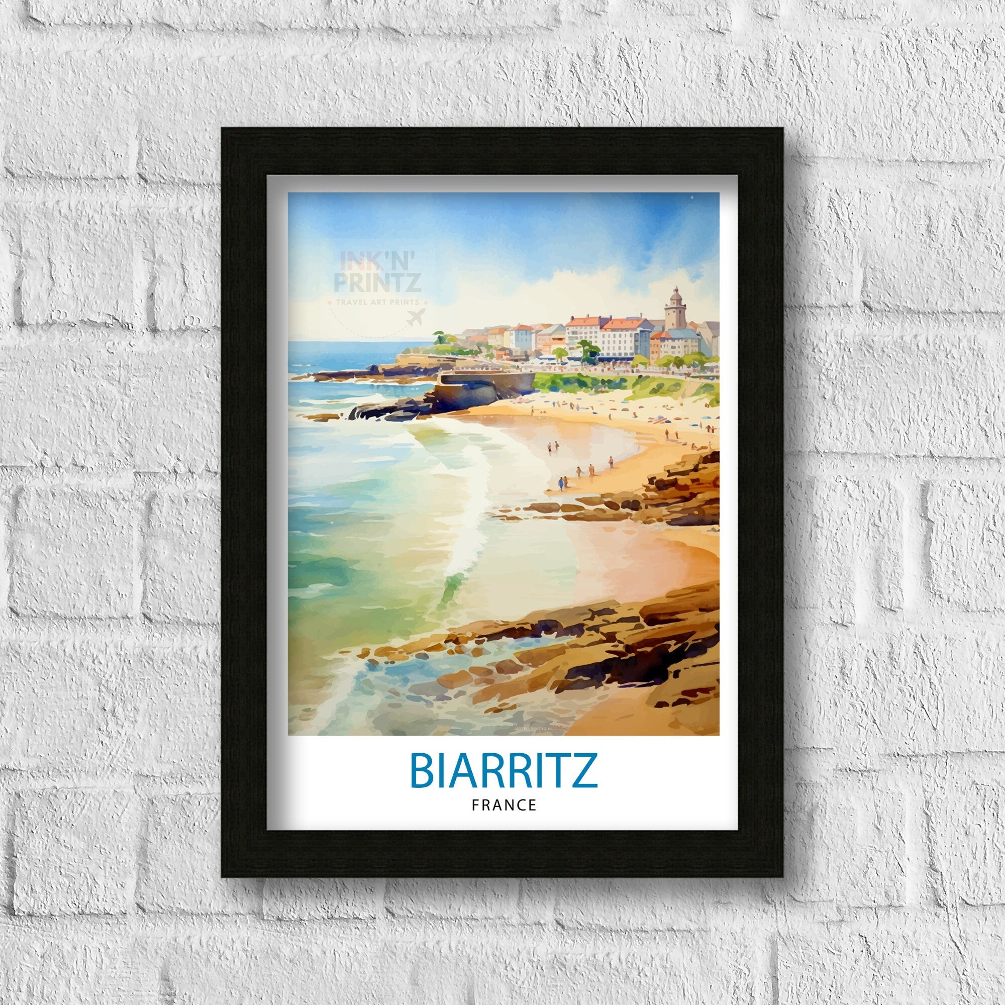Biarritz France Travel Print Biarritz Wall Decor Biarritz Home Living Decor Biarritz France Illustration Travel Poster Gift for Biarritz