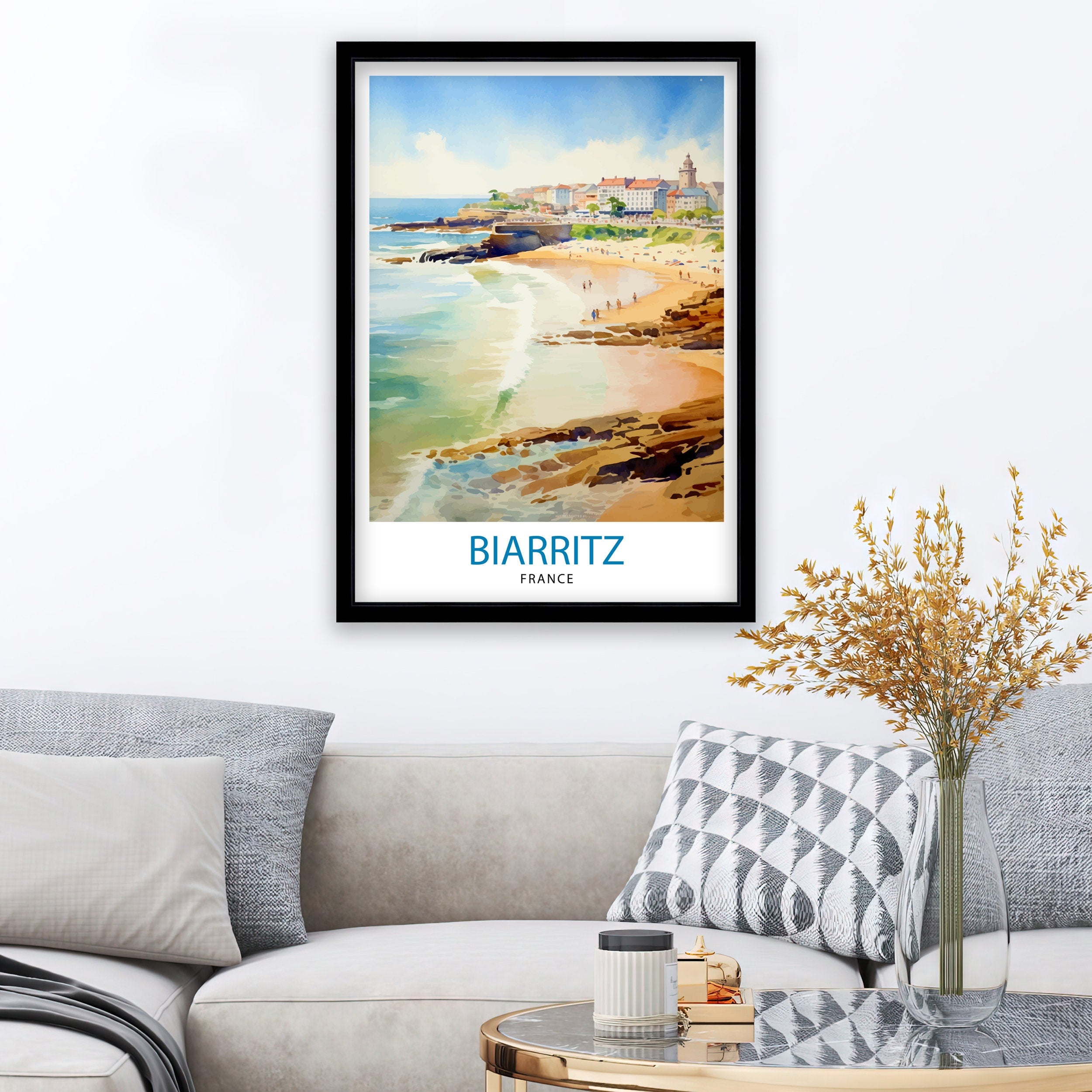 Biarritz France Travel Print Biarritz Wall Decor Biarritz Home Living Decor Biarritz France Illustration Travel Poster Gift for Biarritz