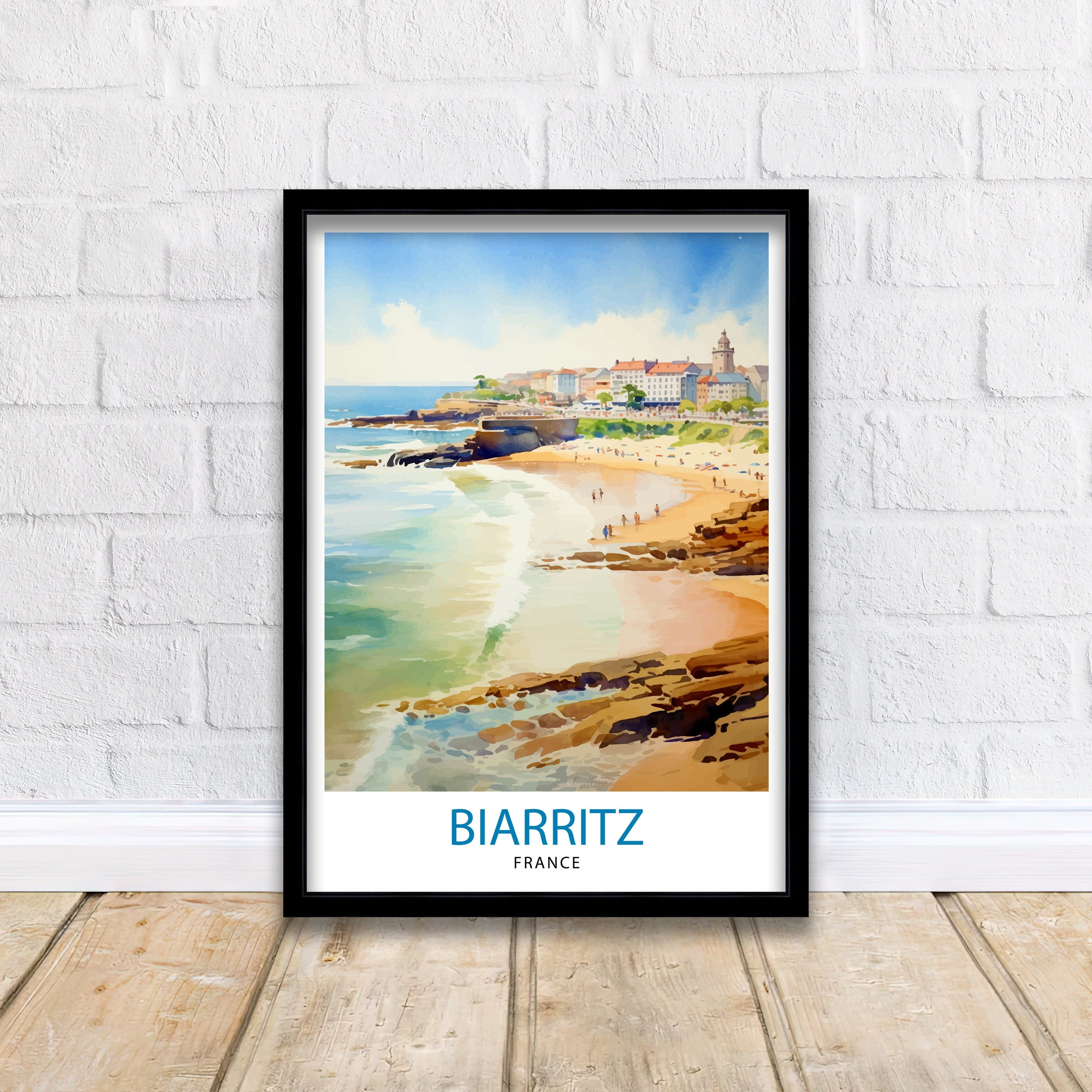 Biarritz France Travel Print Biarritz Wall Decor Biarritz Home Living Decor Biarritz France Illustration Travel Poster Gift for Biarritz