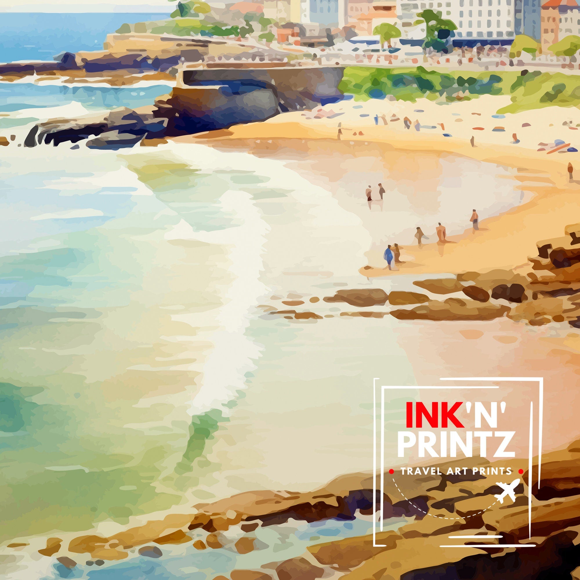 Biarritz France Travel Print Biarritz Wall Decor Biarritz Home Living Decor Biarritz France Illustration Travel Poster Gift for Biarritz