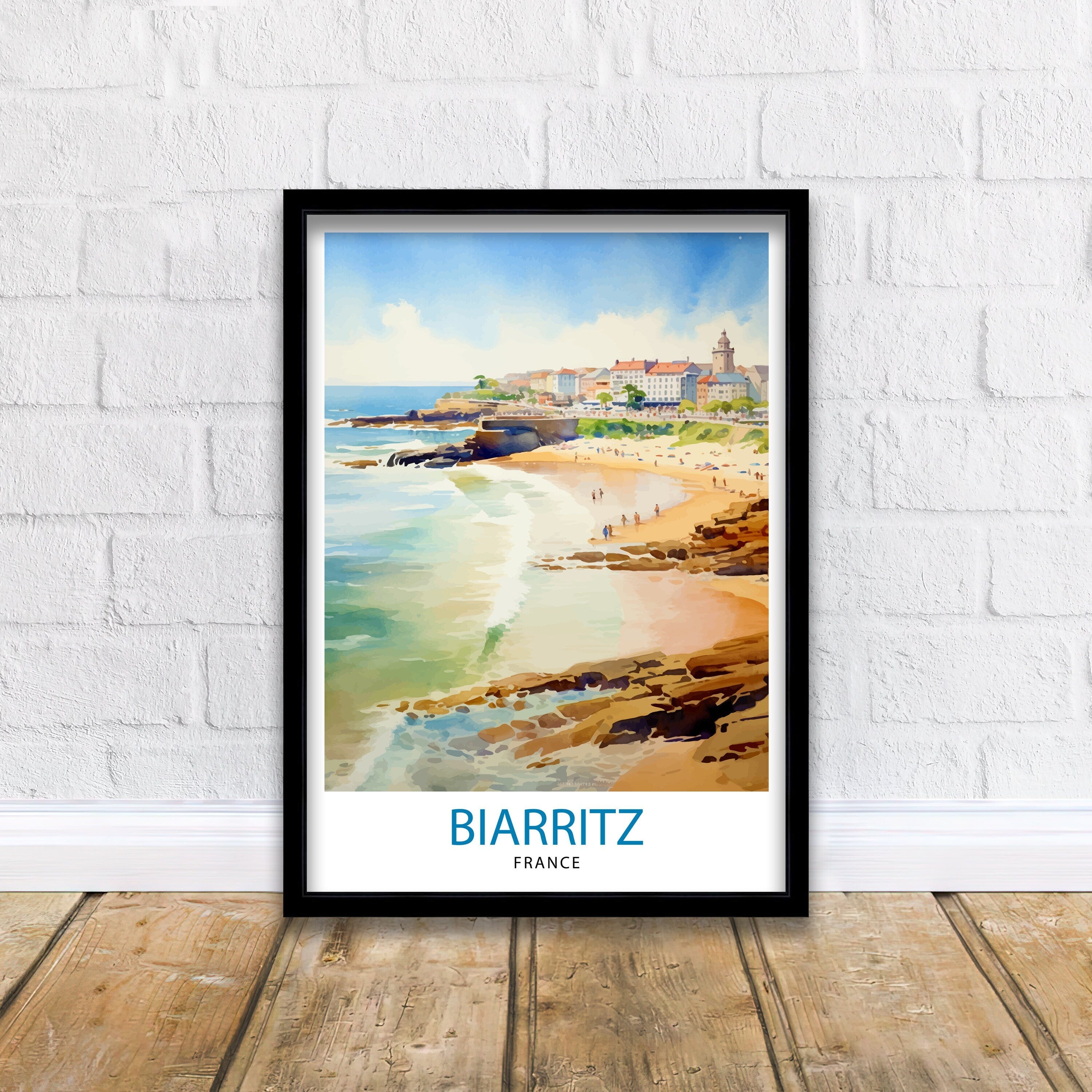 Biarritz France Travel Print Biarritz Wall Decor Biarritz Home Living Decor Biarritz France Illustration Travel Poster Gift for Biarritz