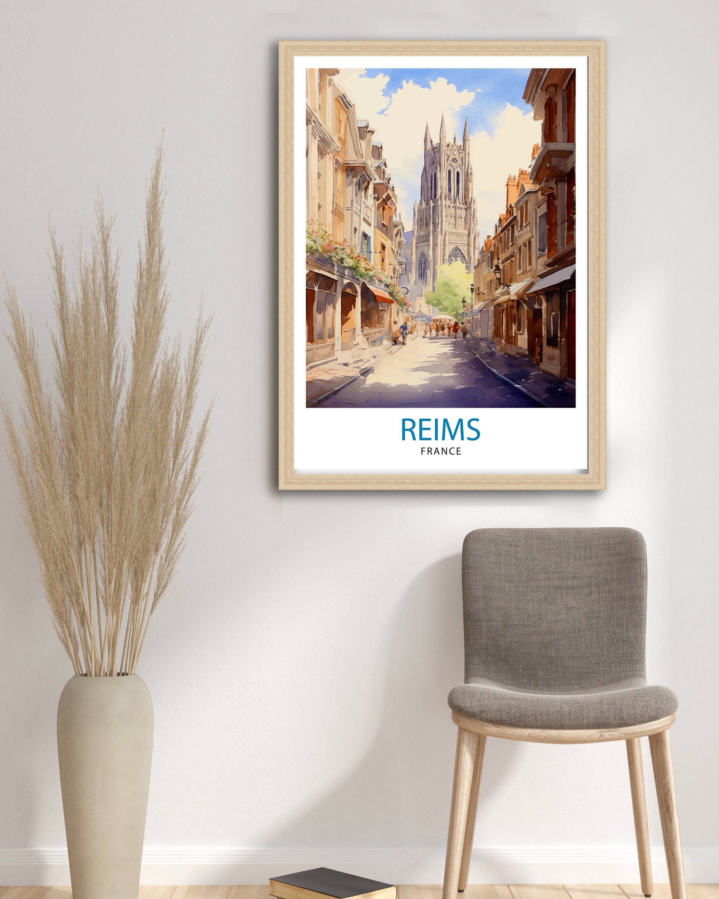 Reims France Travel Print Reims Wall Decor Reims Home Living Decor Reims France Illustration Travel Poster Gift for Reims France Home Decor