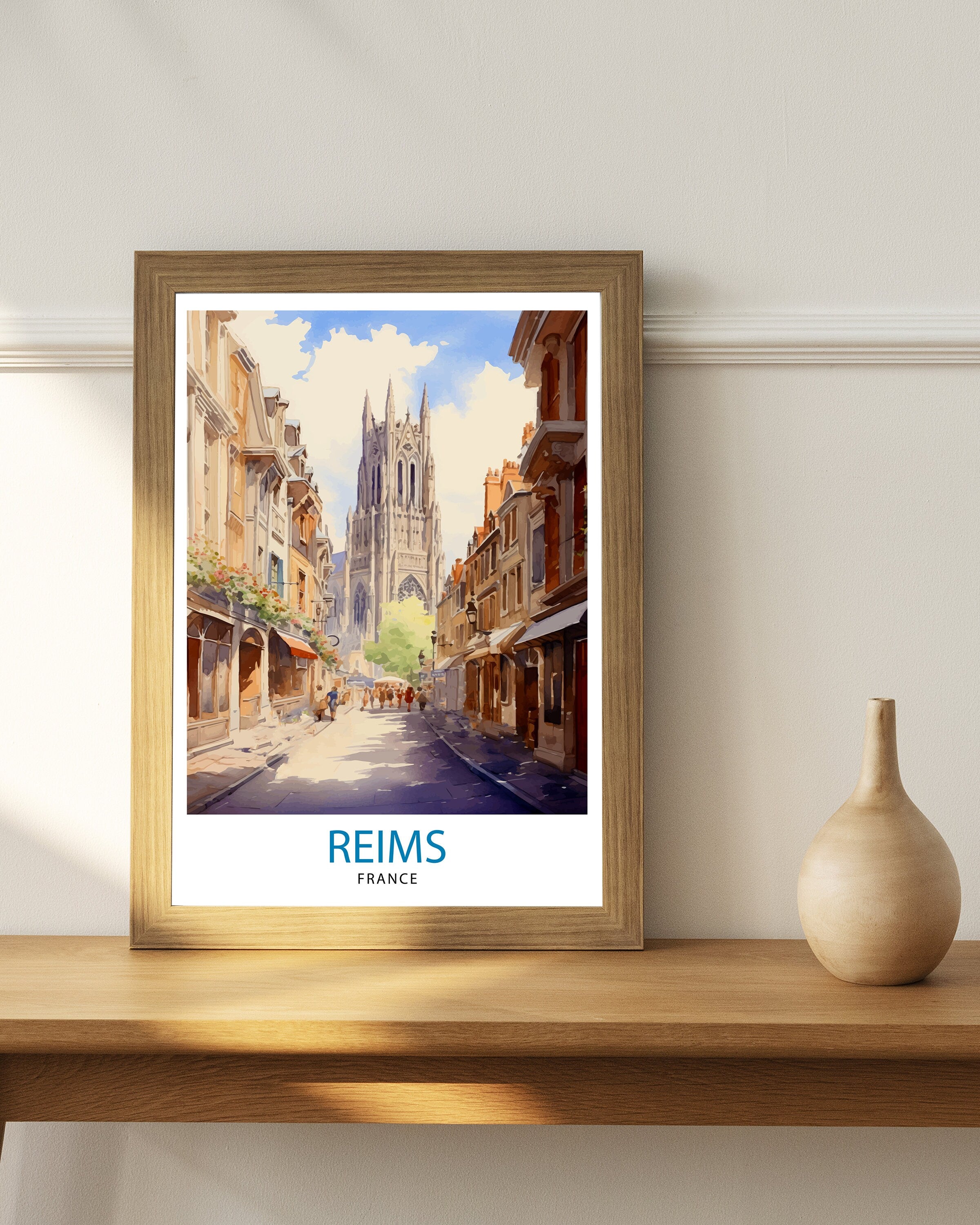 Reims France Travel Print Reims Wall Decor Reims Home Living Decor Reims France Illustration Travel Poster Gift for Reims France Home Decor
