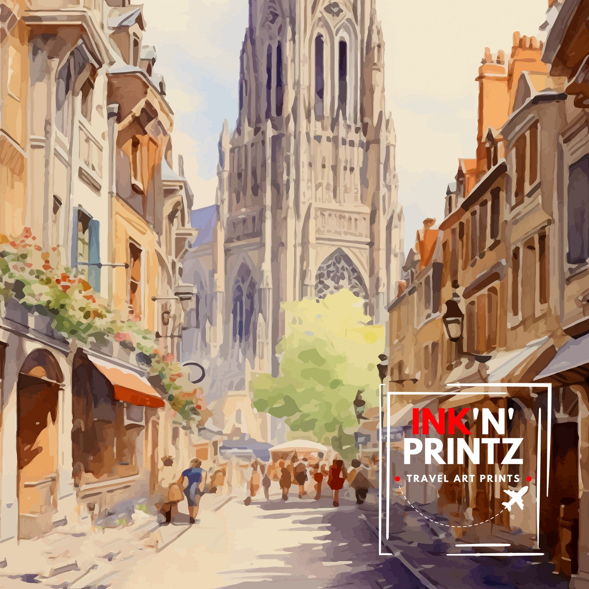 Reims France Travel Print Reims Wall Decor Reims Home Living Decor Reims France Illustration Travel Poster Gift for Reims France Home Decor