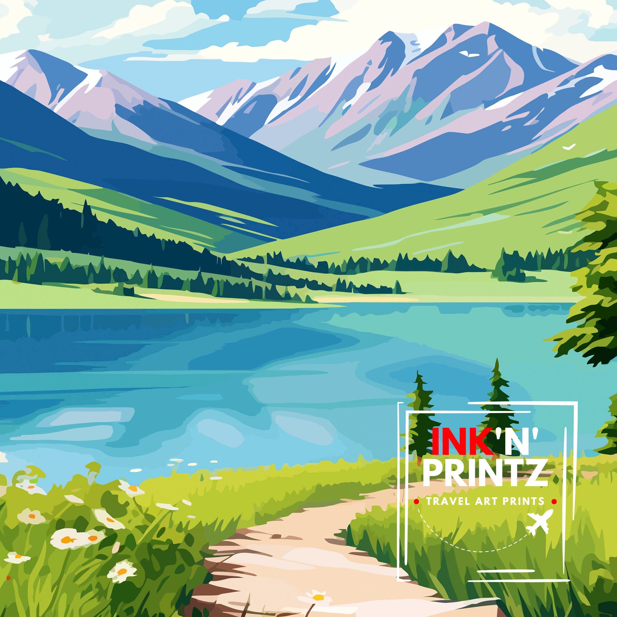 Twin Lakes Colorado Print | Rocky Mountain Travel Poster