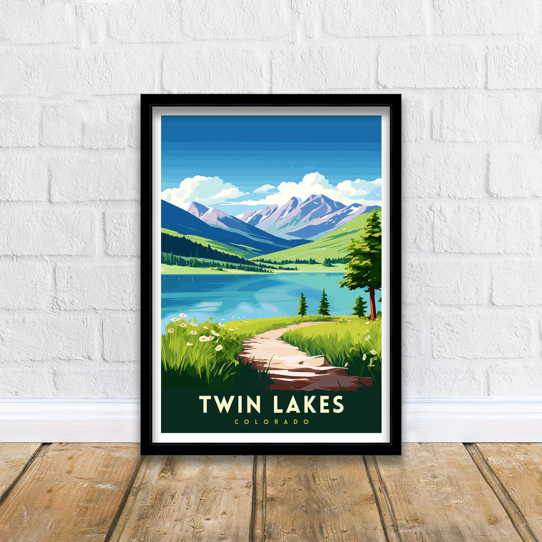 Twin Lakes Colorado Travel Print| Colorado Wall Decor Twin Lakes Poster Rocky Mountain Travel Prints Colorado Art Print Twin Lakes