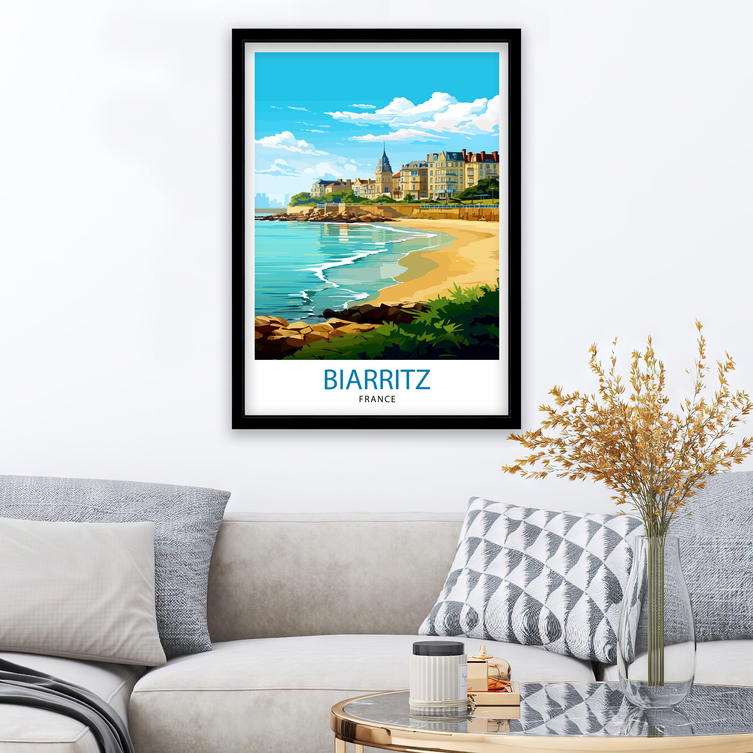 Biarritz France Travel Print Biarritz Wall Decor Biarritz Home Living Decor Biarritz France Illustration Travel Poster Gift for Biarritz