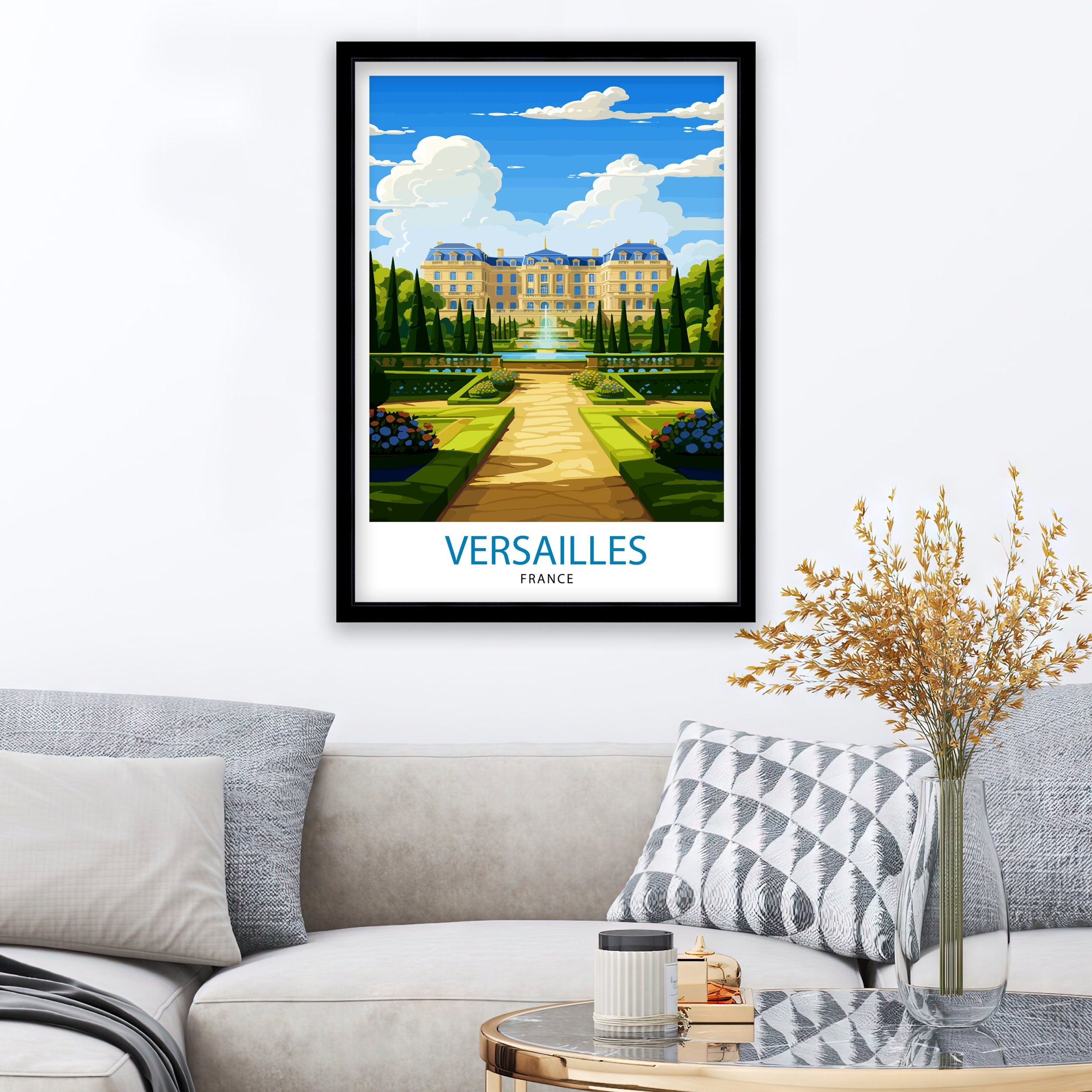 Versailles France Travel Print Versailles Wall Decor Versailles Poster France Travel Prints Versailles Art Print Versailles Illustration