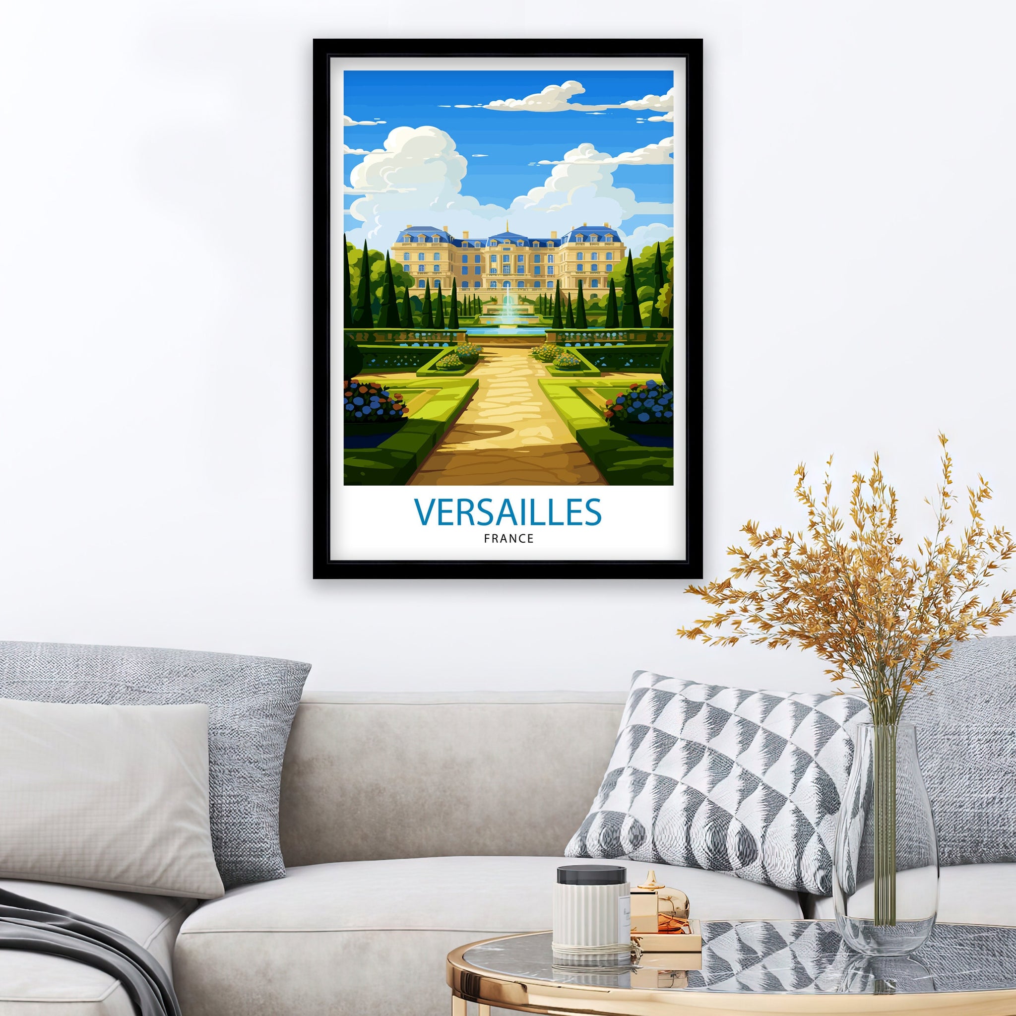 Versailles France Travel Print Versailles Wall Decor Versailles Poster France Travel Prints Versailles Art Print Versailles Illustration