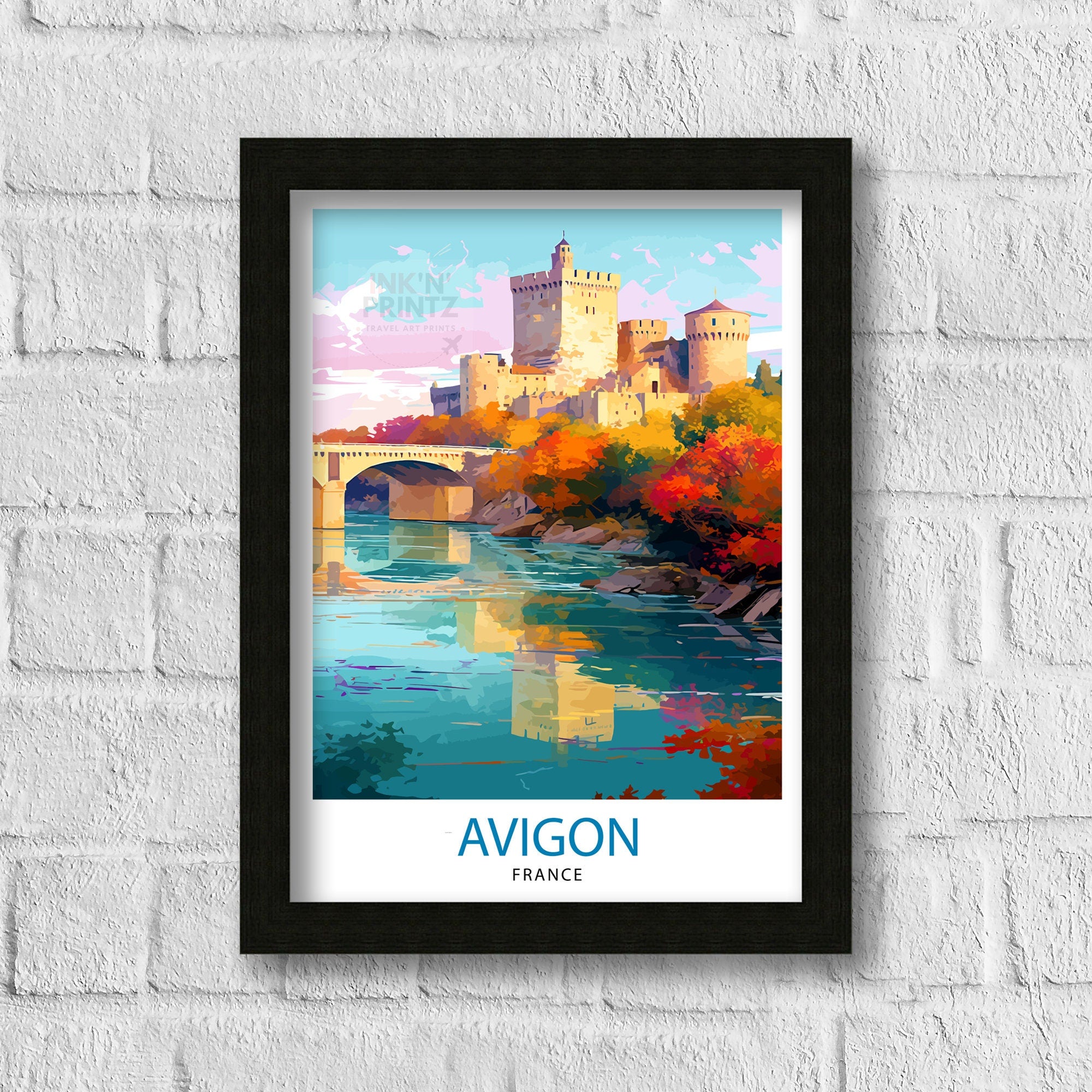Avignon France Travel Print , Avignon Wall Decor, Avignon Home Living Decor, Avignon France Illustration, Travel Poster Gift for Avignon