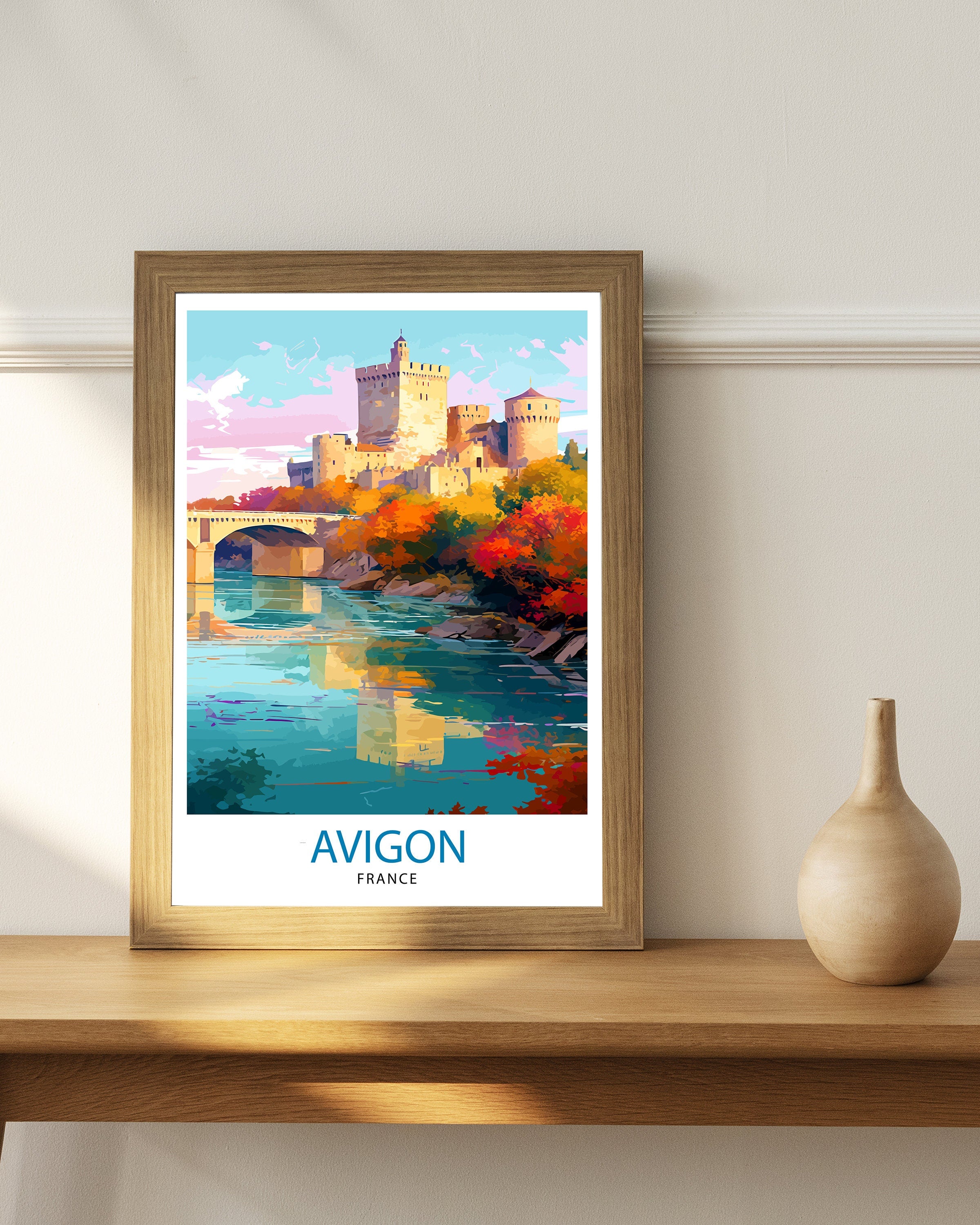 Avignon France Travel Print , Avignon Wall Decor, Avignon Home Living Decor, Avignon France Illustration, Travel Poster Gift for Avignon