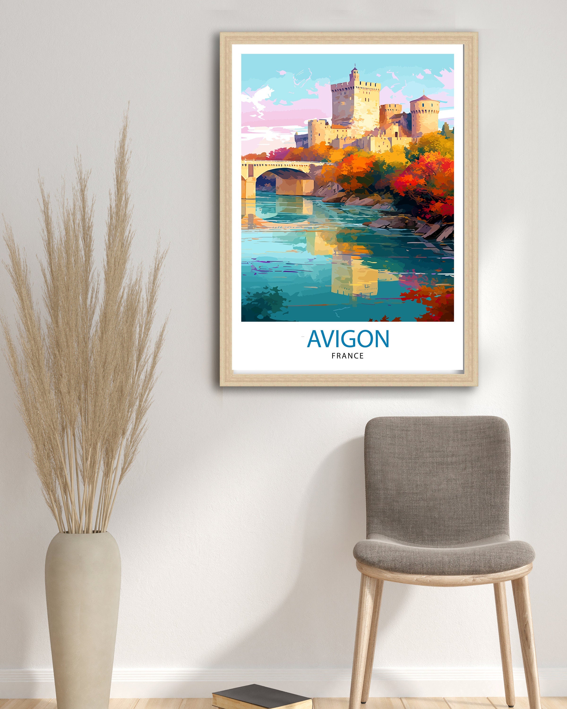 Avignon France Travel Print , Avignon Wall Decor, Avignon Home Living Decor, Avignon France Illustration, Travel Poster Gift for Avignon
