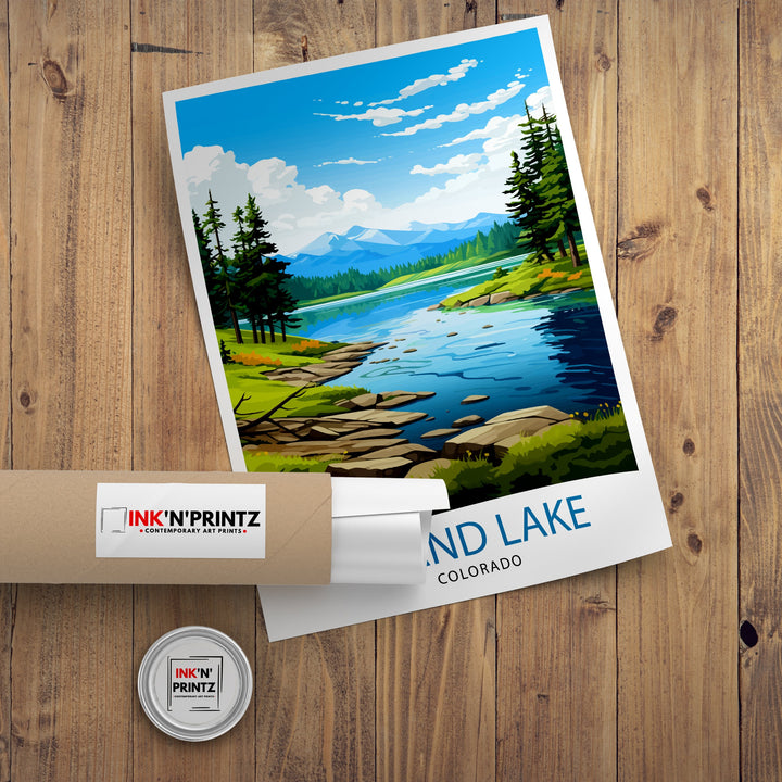 Grand Lake Colorado Travel Print| Colorado Wall Decor Grand Lake Poster Rocky Mountain Travel Prints Colorado Art Print Grand Lake