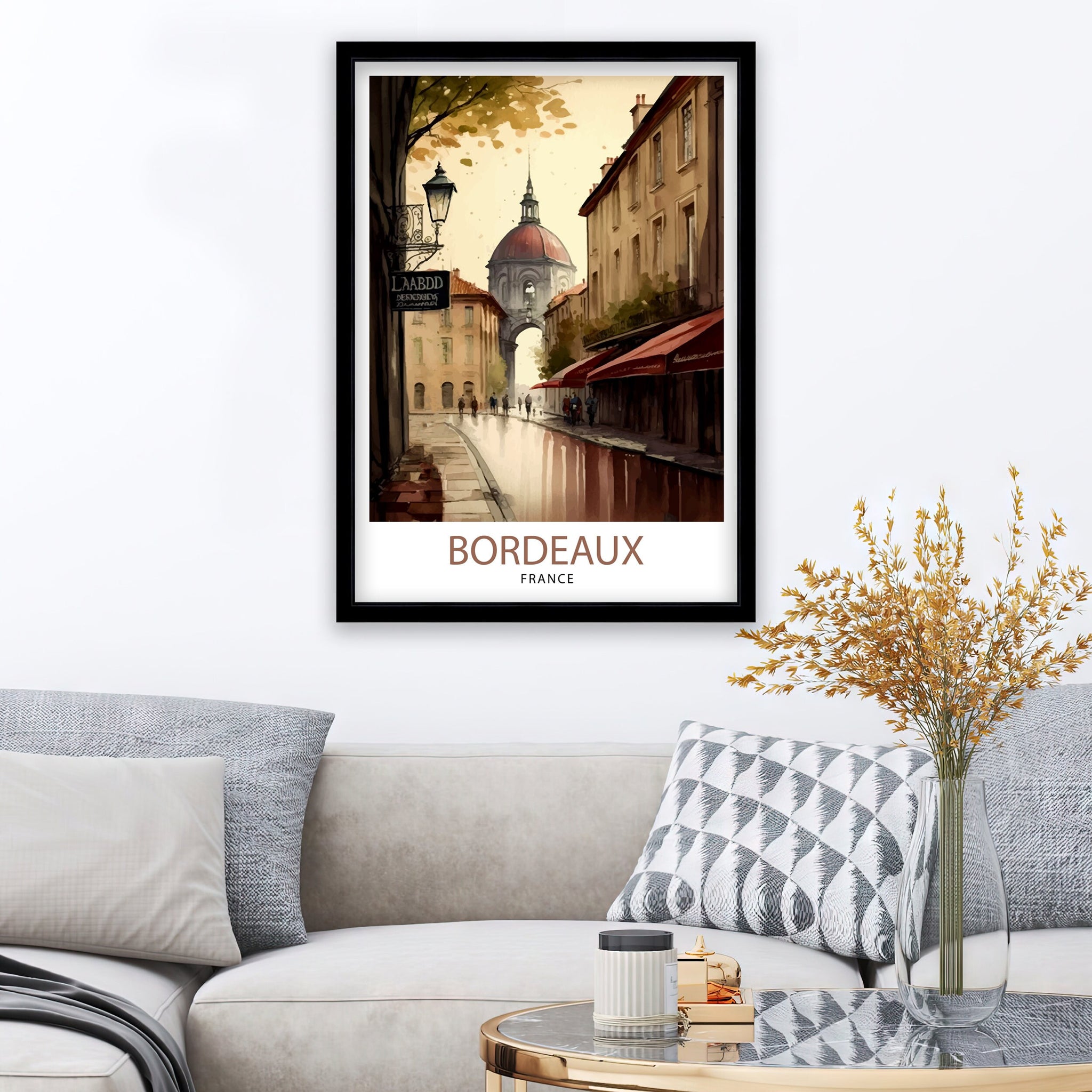 Bordeaux France Travel Poster, City Illustration Art Print