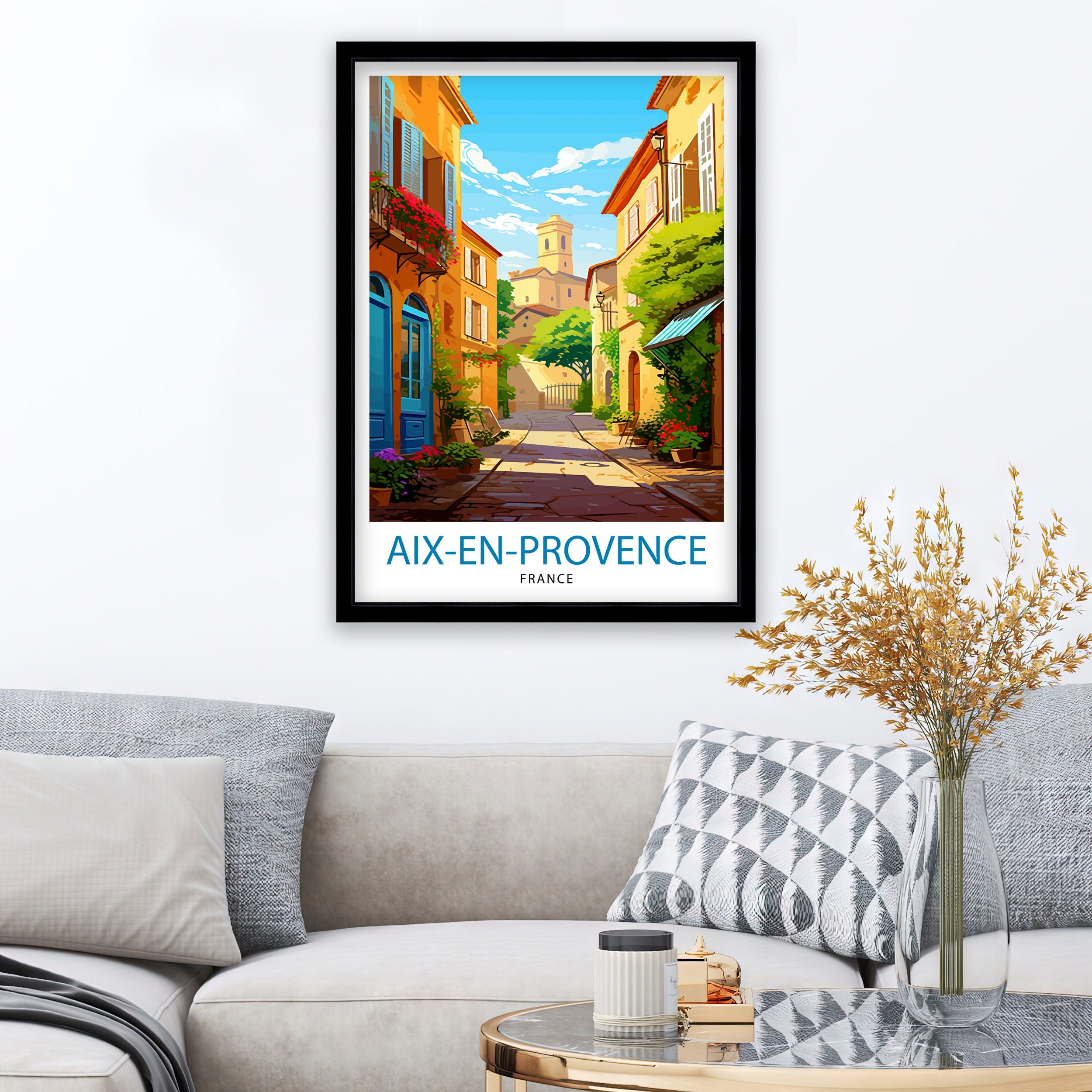 Aix-en-Provence Travel Print Provence Wall Decor Aix-en-Provence Poster France Travel Prints Aix-en-Provence Art Print Provence Illustration
