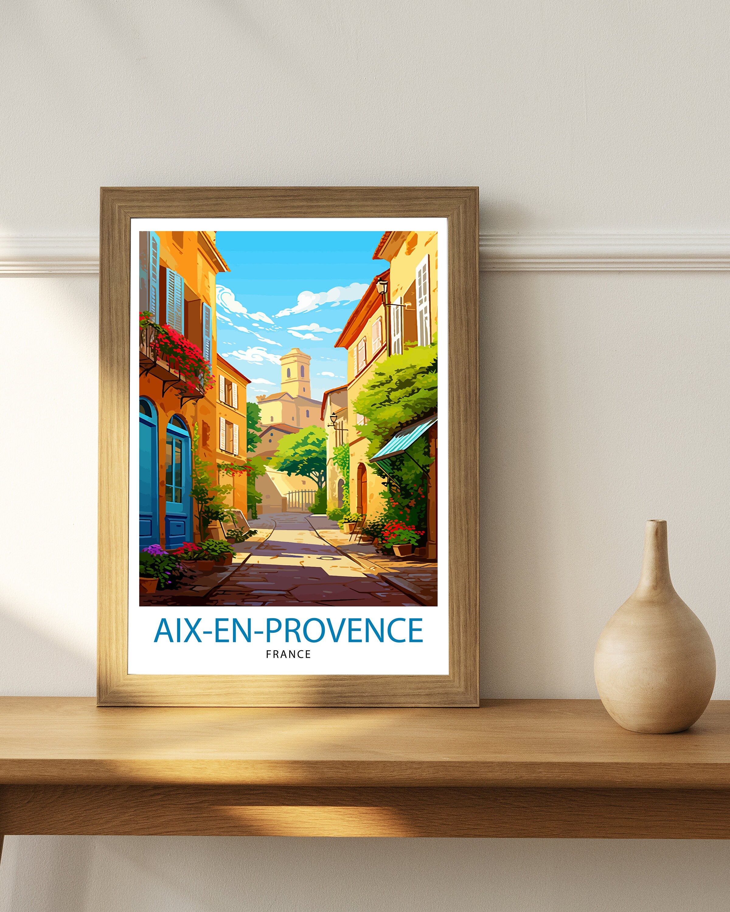 Aix-en-Provence Travel Print Provence Wall Decor Aix-en-Provence Poster France Travel Prints Aix-en-Provence Art Print Provence Illustration