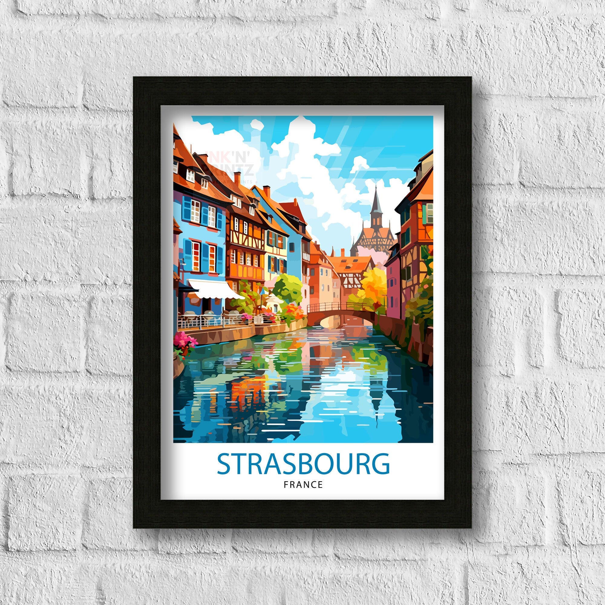 Strasbourg France Travel Print Strasbourg Wall Decor Strasbourg Poster France Travel Prints Strasbourg Art Print Strasbourg Illustration