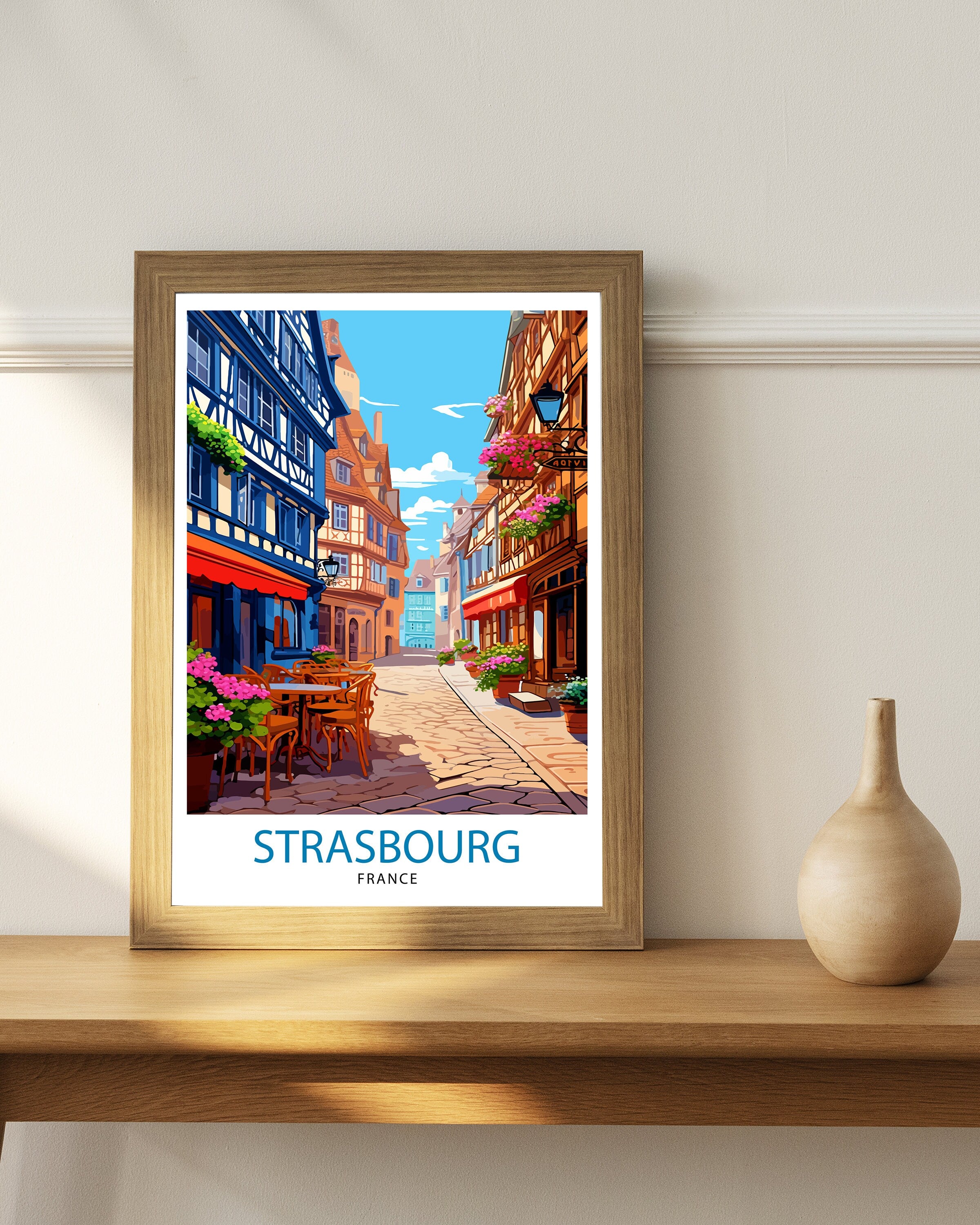 Strasbourg France Travel Print Strasbourg Wall Decor Strasbourg Poster France Travel Prints Strasbourg Art Print Strasbourg Illustration