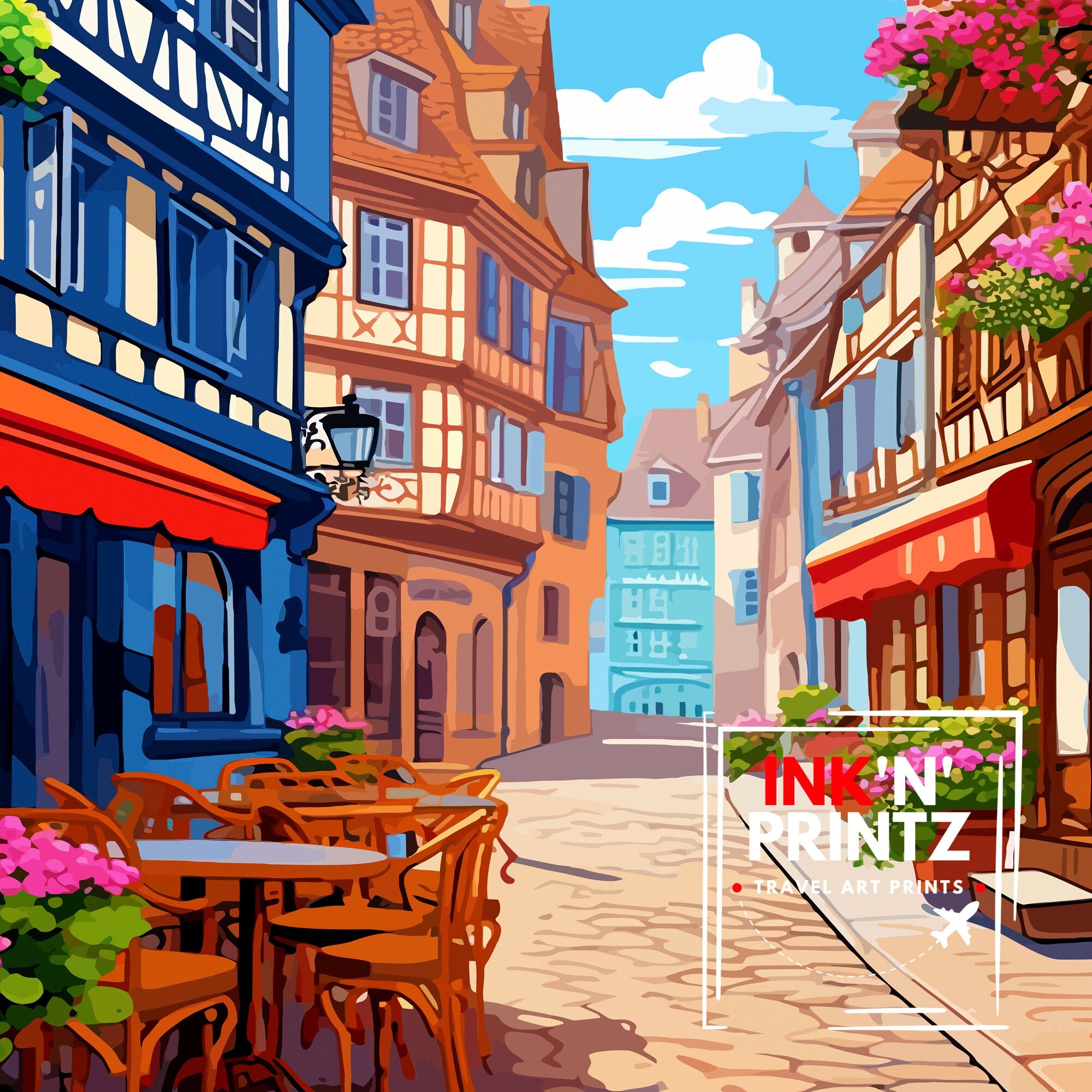 Strasbourg France Travel Print Strasbourg Wall Decor Strasbourg Poster France Travel Prints Strasbourg Art Print Strasbourg Illustration