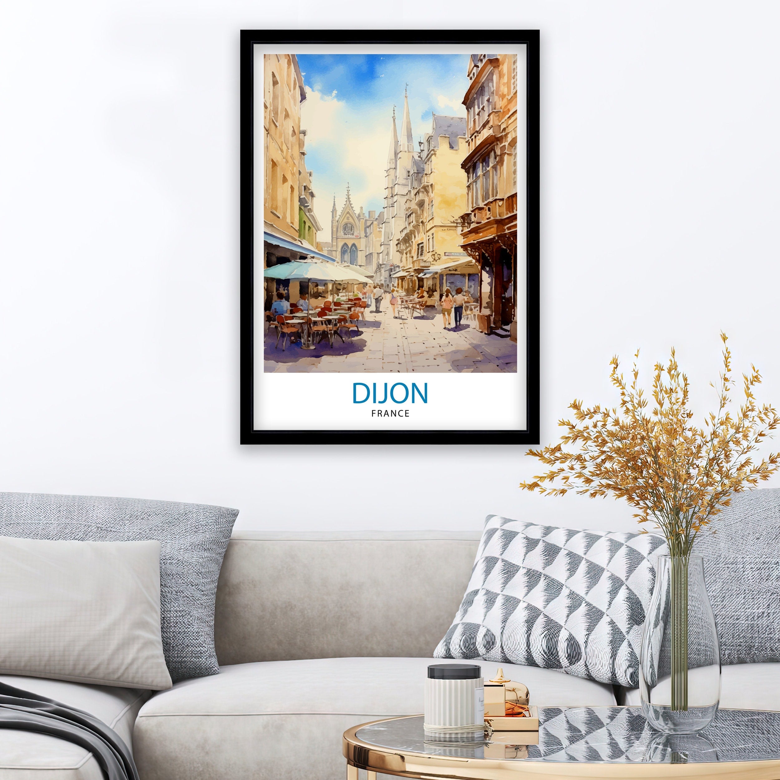 Dijon France Travel Print Dijon Wall Art Dijon Home Decor Dijon France Illustration Travel Poster Gift For Dijon France Home Decor