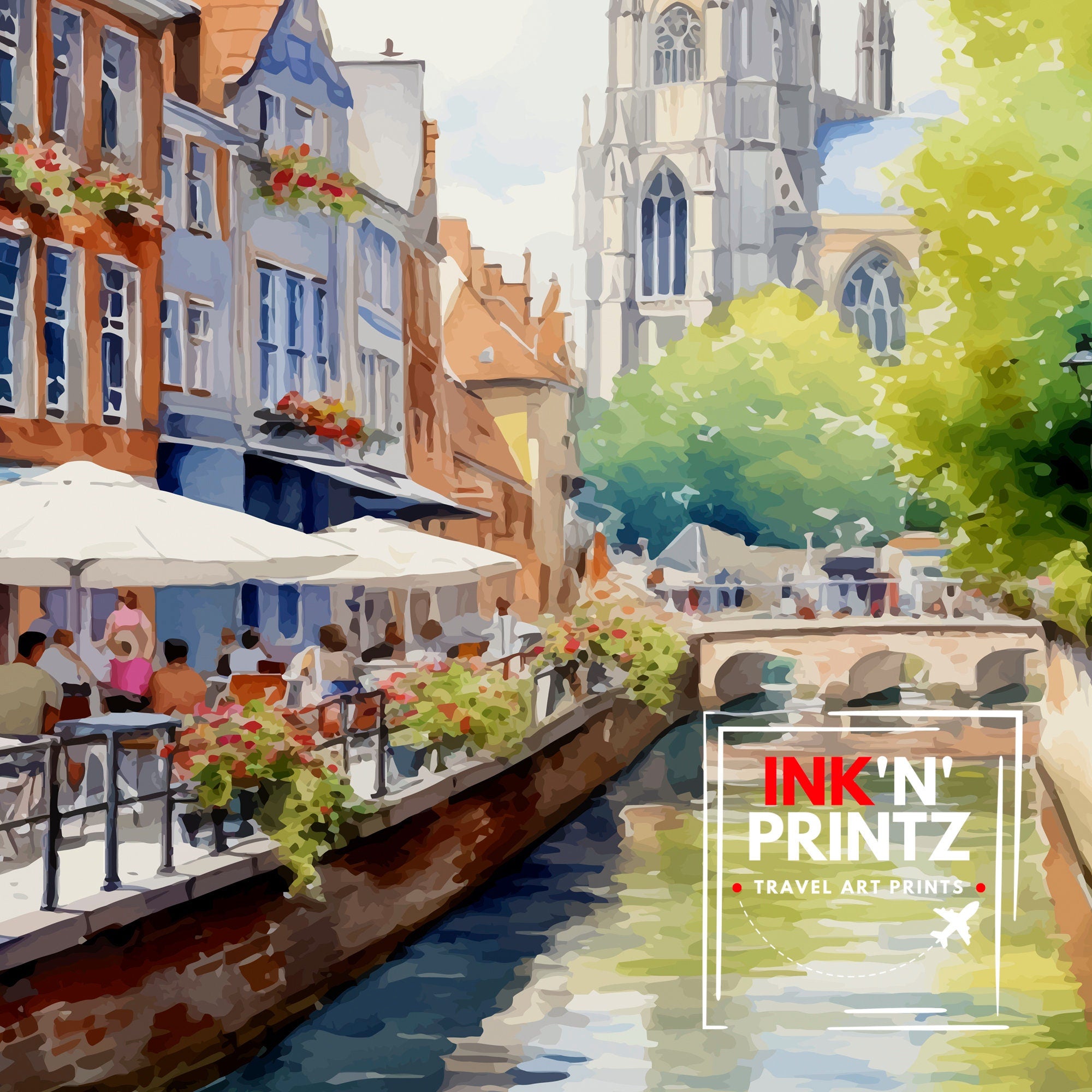 Amiens France Travel Print Amiens Wall Decor Amiens Poster France Travel Prints Amiens Art Print Amiens Illustration Amiens Wall Art