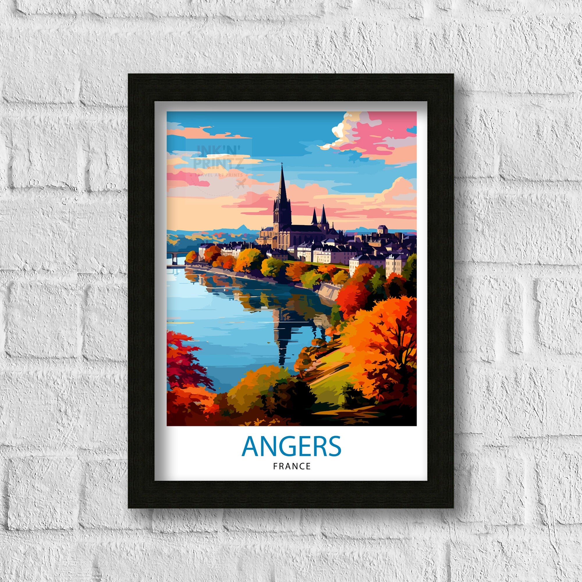Angers France Travel Print Angers Wall Decor Angers Poster France Travel Prints Angers Art Print Angers Illustration Angers Wall Art