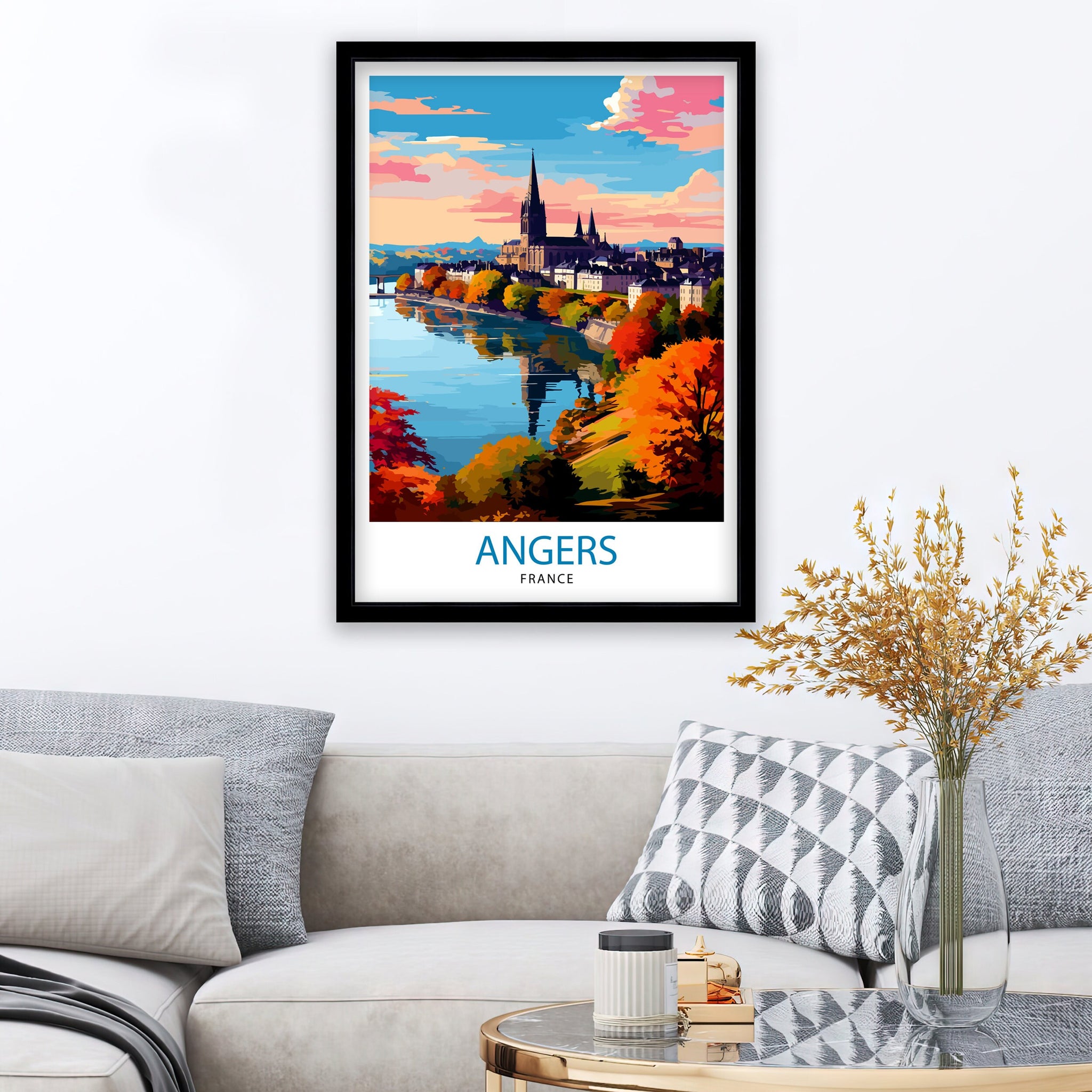 Angers France Travel Print Angers Wall Decor Angers Poster France Travel Prints Angers Art Print Angers Illustration Angers Wall Art