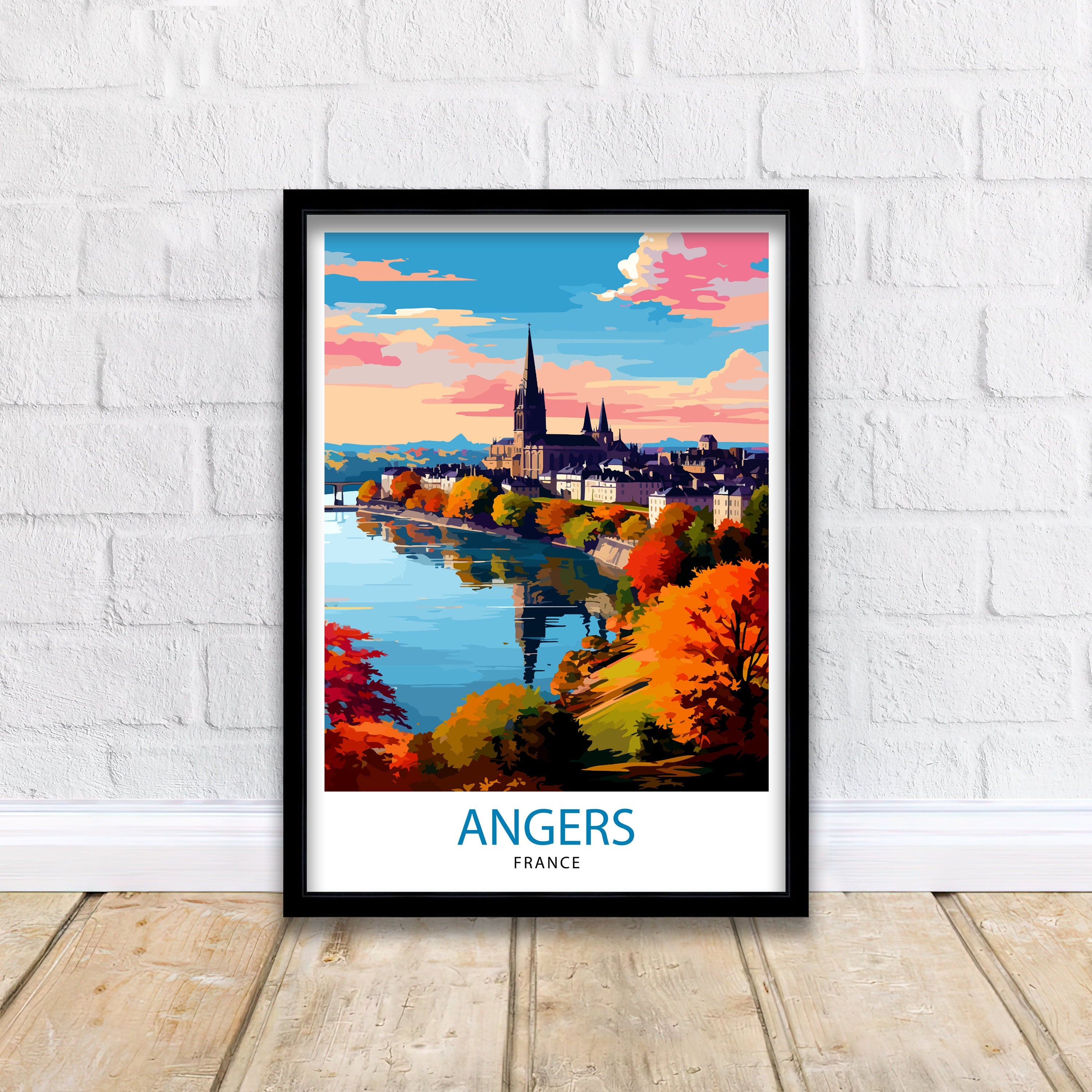 Angers France Travel Print Angers Wall Decor Angers Poster France Travel Prints Angers Art Print Angers Illustration Angers Wall Art