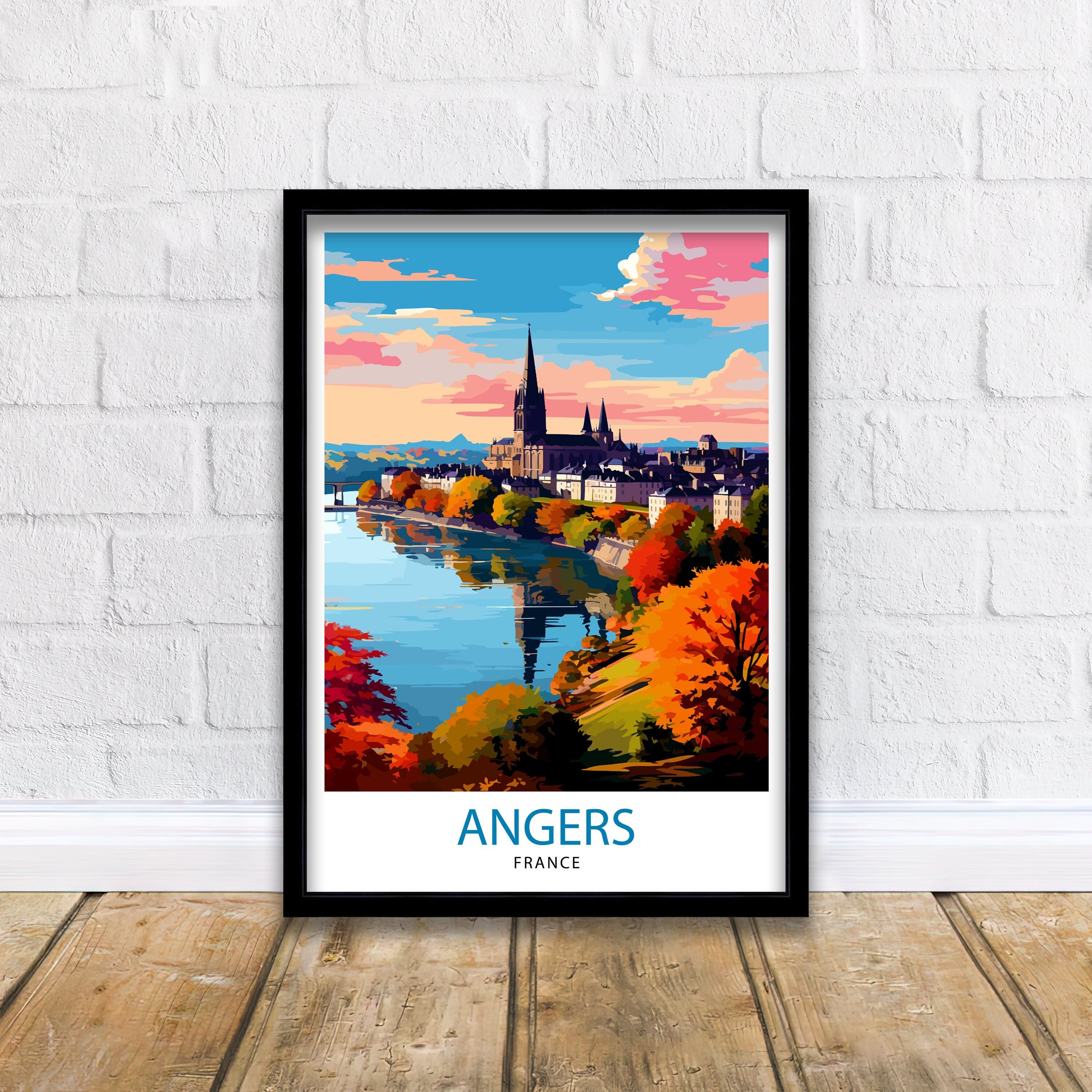 Angers France Travel Print Angers Wall Decor Angers Poster France Travel Prints Angers Art Print Angers Illustration Angers Wall Art