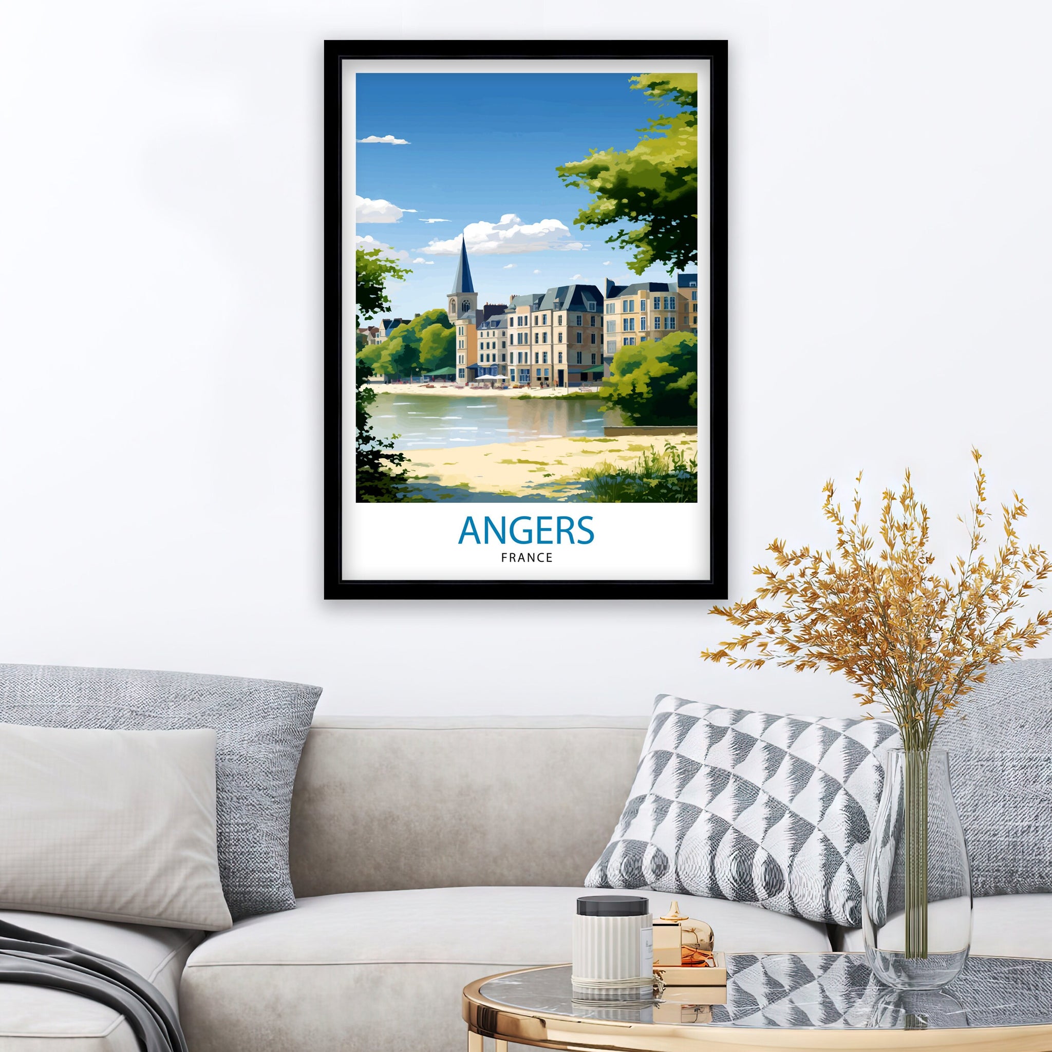 Angers France Travel Print Angers Wall Decor Angers Poster France Travel Prints Angers Art Print Angers Illustration Angers Wall Art