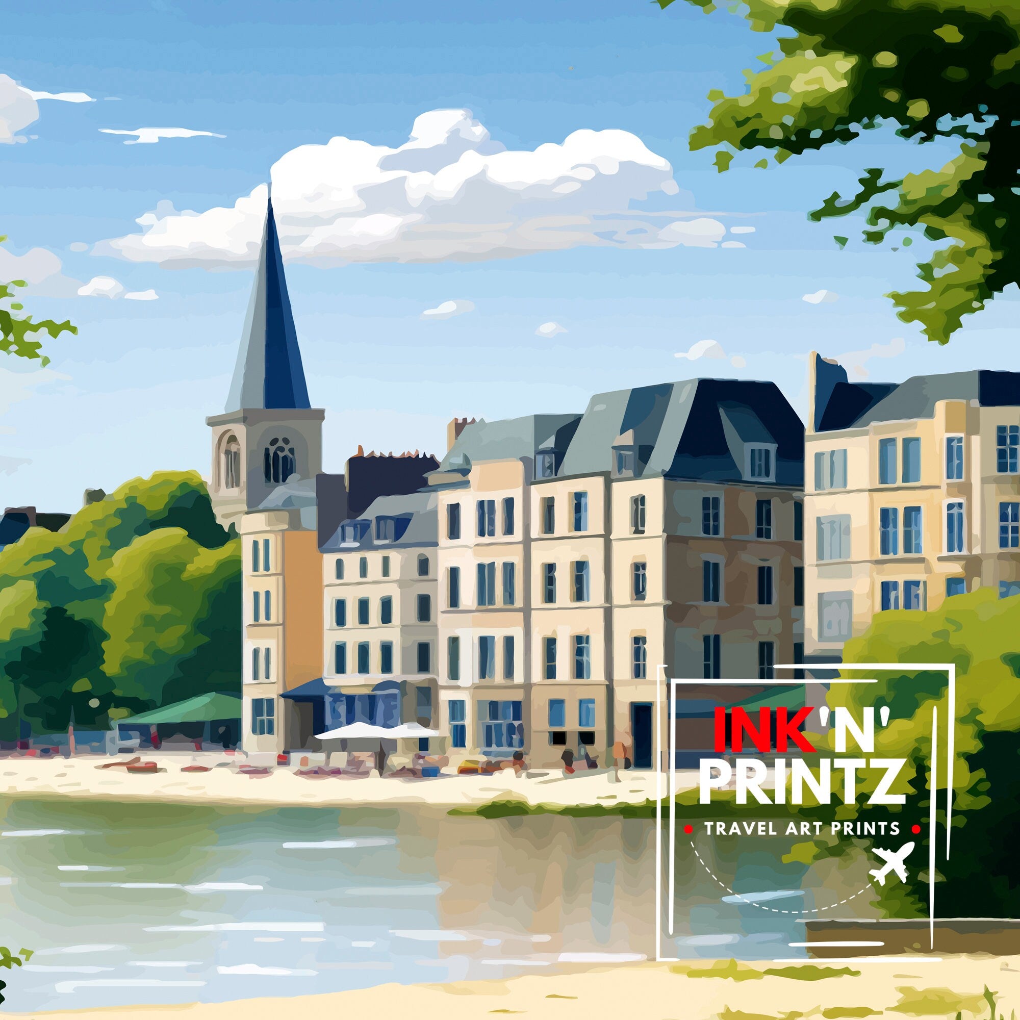 Angers France Travel Print Angers Wall Decor Angers Poster France Travel Prints Angers Art Print Angers Illustration Angers Wall Art