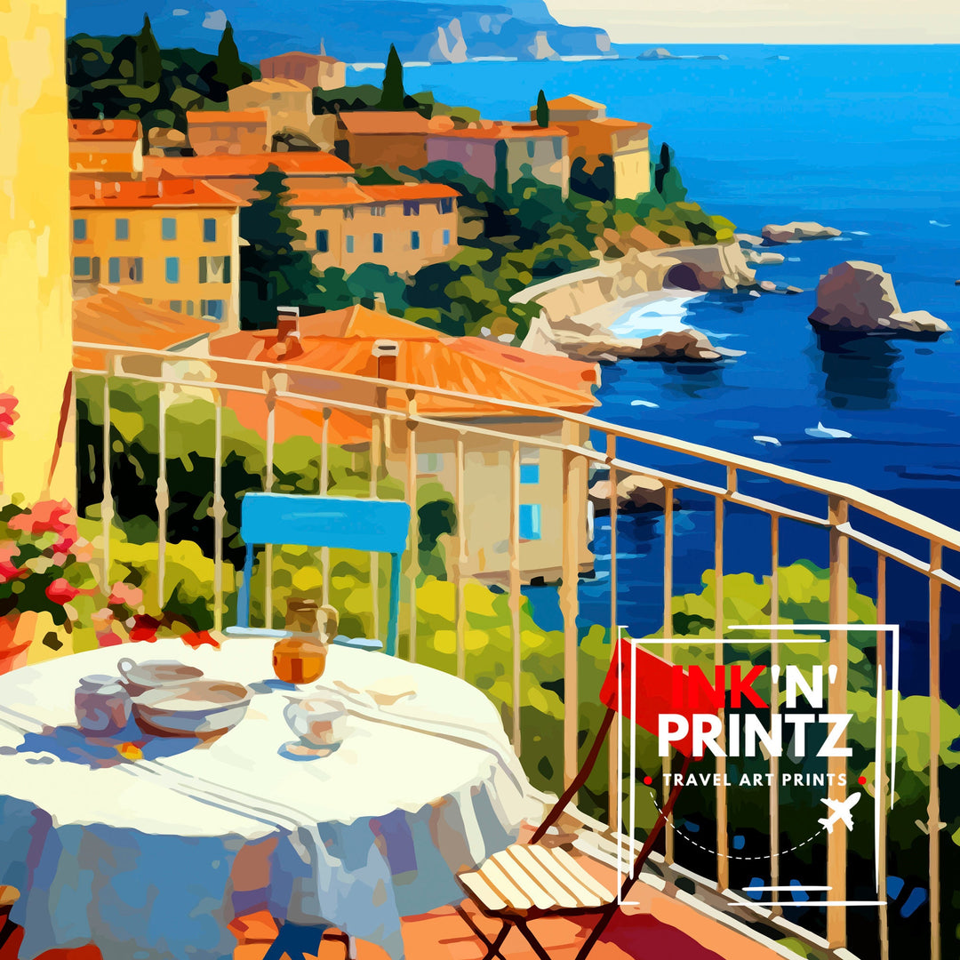 French Riviera Travel Print Riviera Wall Decor French Riviera Poster Mediterranean Travel Prints Riviera Art Print French Riviera