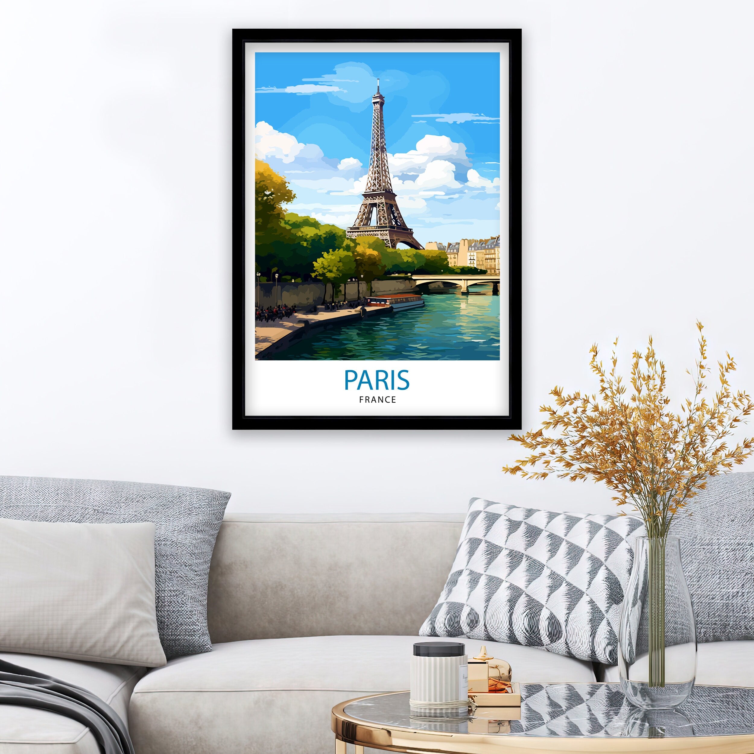 Paris France Travel Print Paris Wall Art Eiffel Tower Art France Travel Poster Paris Home Decor French Illustration Parisian Art Print