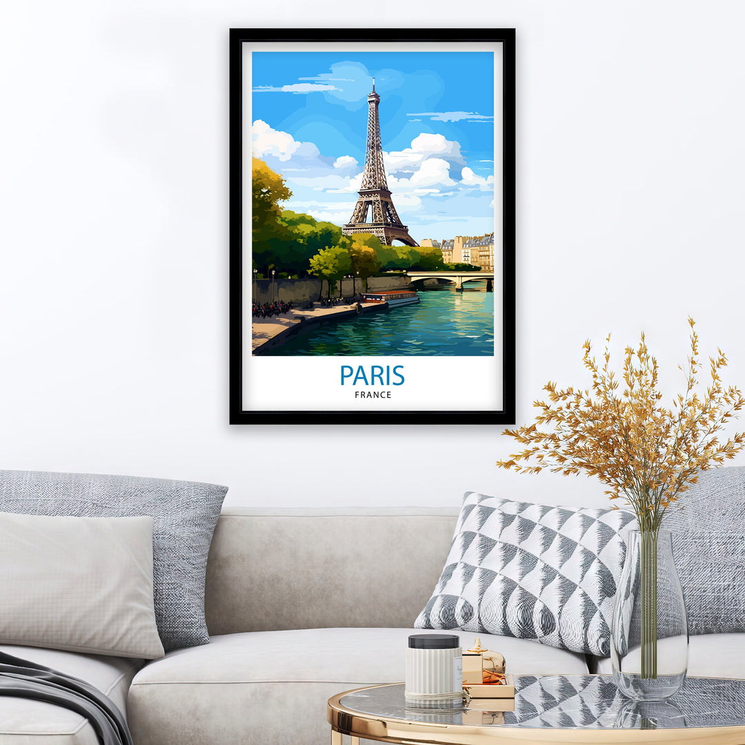 Paris France Travel Print Paris Wall Art Eiffel Tower Art France Travel Poster Paris Home Decor French Illustration Parisian Art Print
