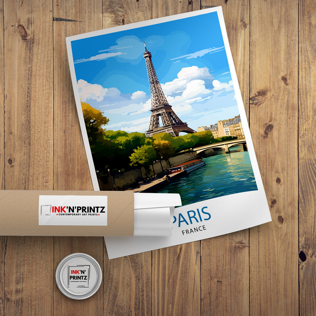 Paris France Travel Print Paris Wall Art Eiffel Tower Art France Travel Poster Paris Home Decor French Illustration Parisian Art Print