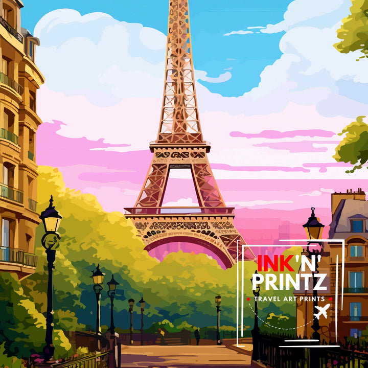Paris France Travel Print Paris Wall Art Eiffel Tower Art France Travel Poster Paris Home Decor French Illustration Parisian Art Print