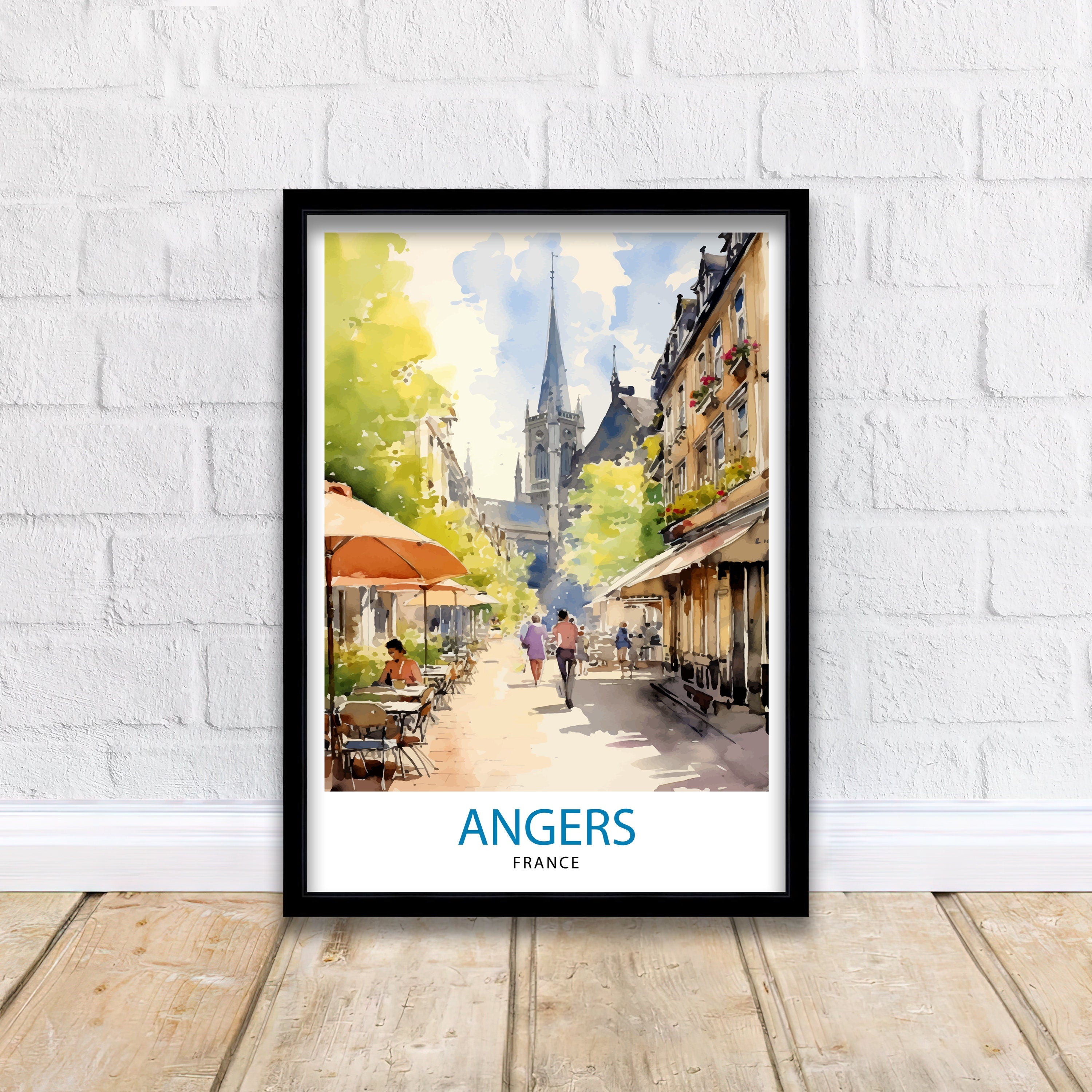 Angers France Travel Print Angers Wall Decor Angers Poster France Travel Prints Angers Art Print Angers Illustration Angers Wall Art